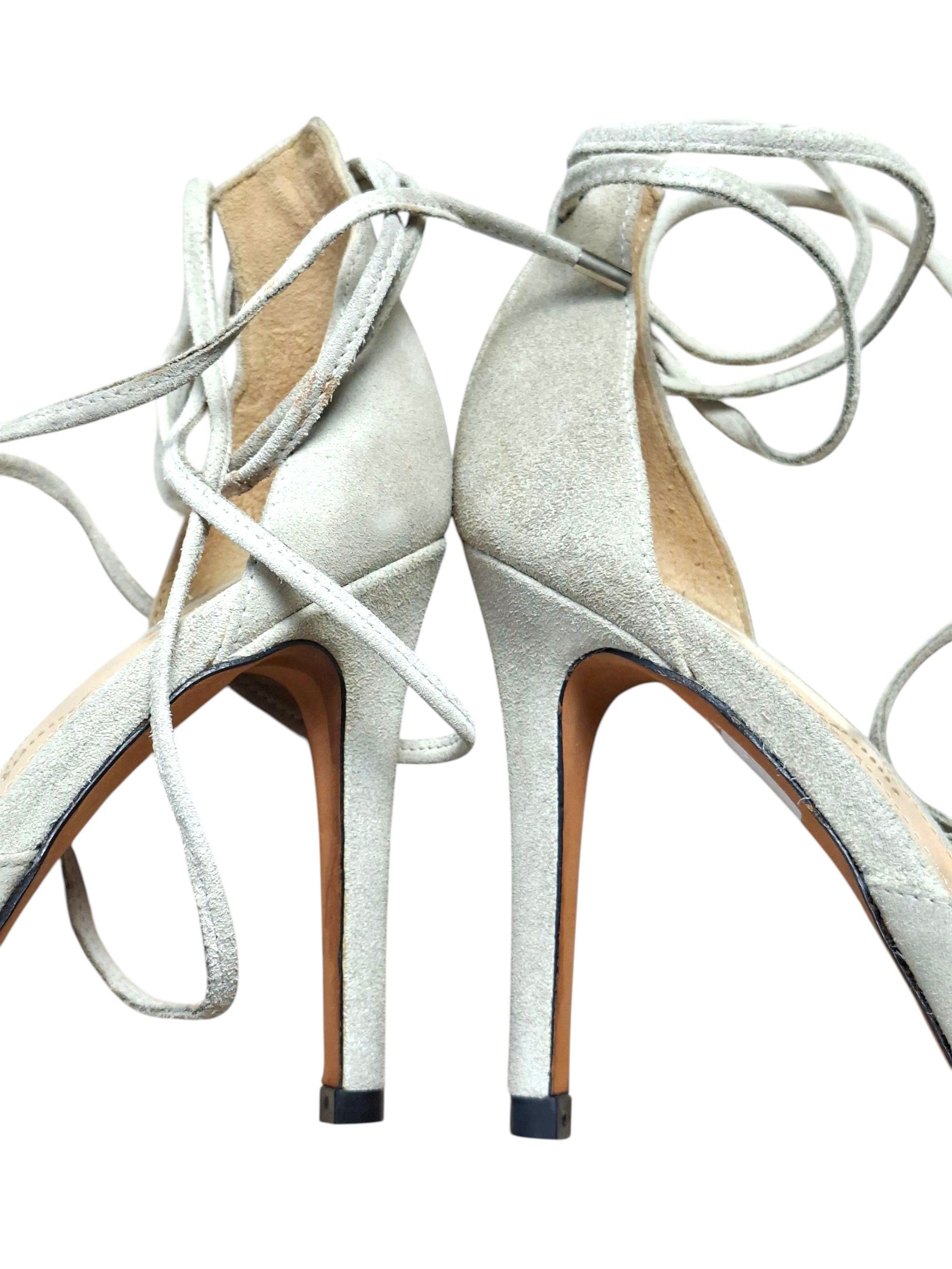 Iro IRO Paris Suede Lace Up Stiletto Heels Silver Metal Tip Size US 8.5 / IT 38.5 - 4 Thumbnail
