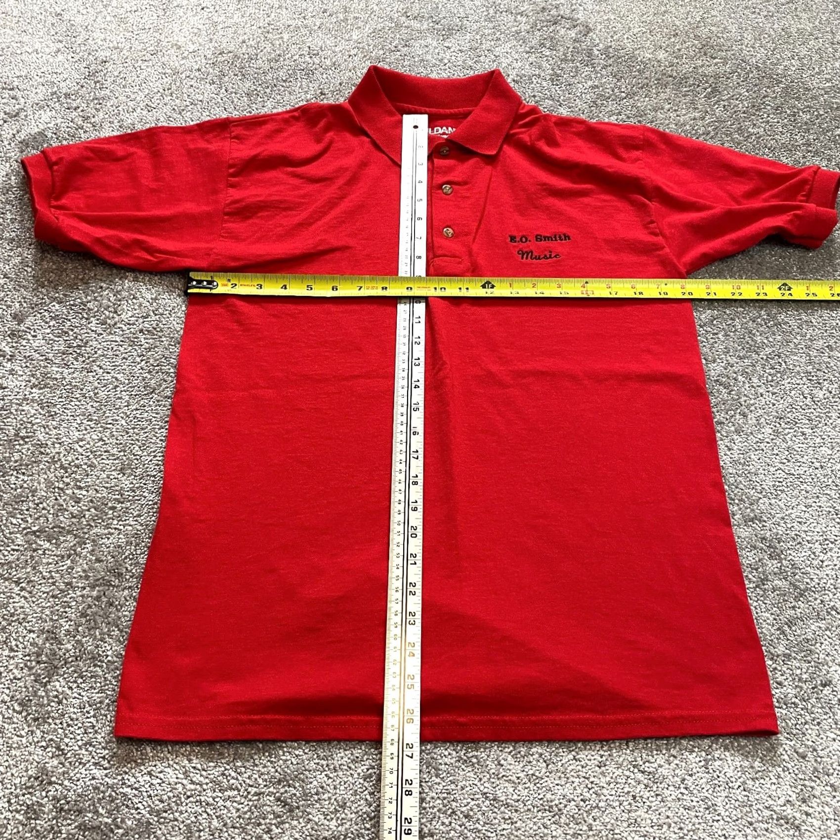 Gildan VINTAGE Gildan Dry Blend Polo Shirt Mens L Red Collared Logo Rugby Music Spin Size US L / EU 52-54 / 3 - 5 Thumbnail