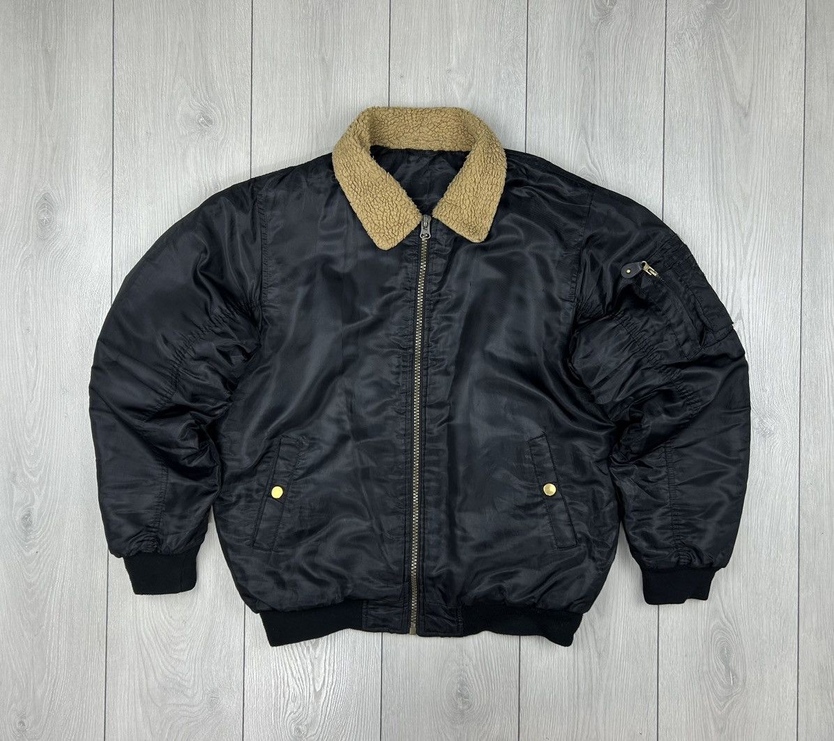 Vintage Bomber Aviator Vintage Black Jacket Size M Size US M / EU 48-50 / 2 - 1 Thumbnail