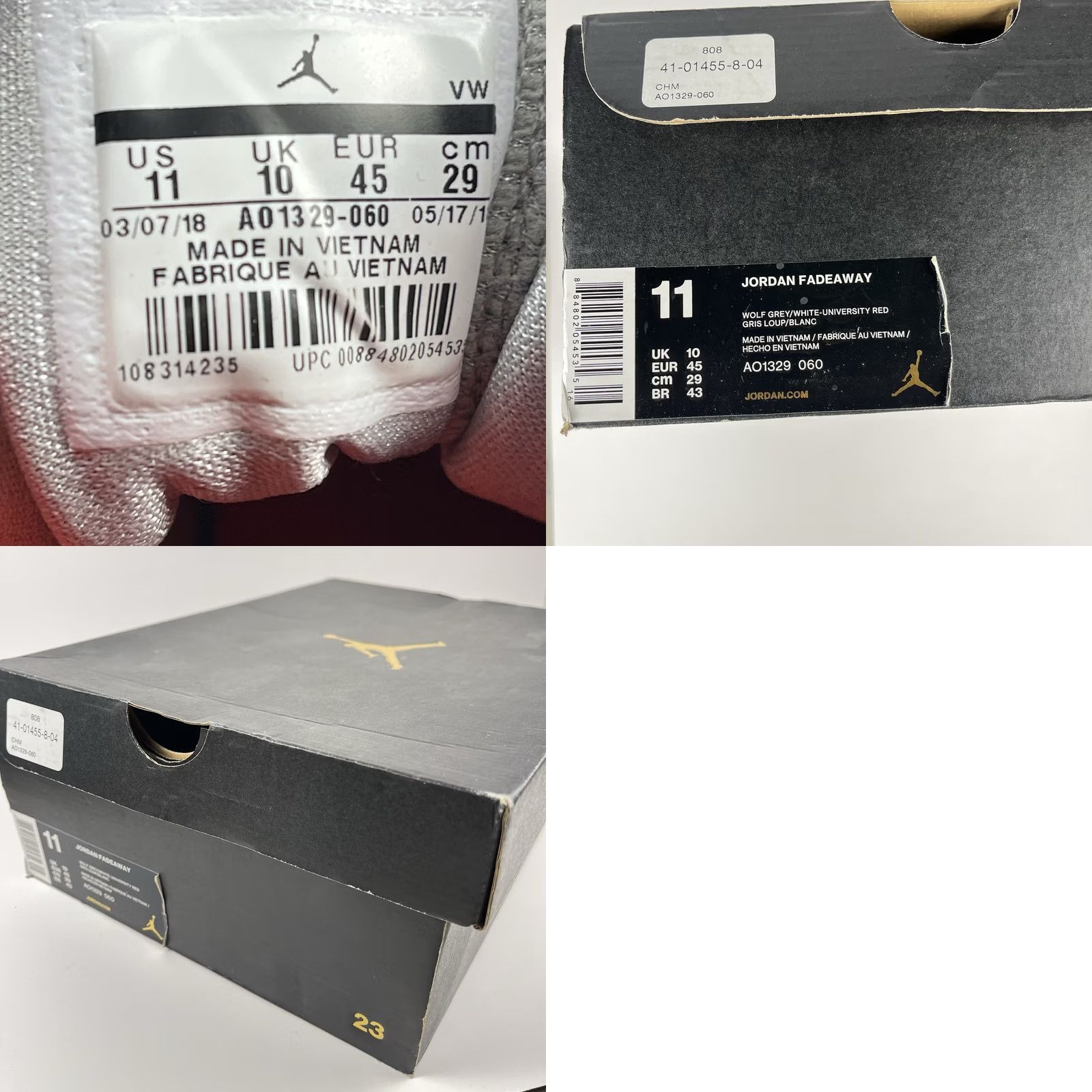 Nike Nike Air Jordan Fadeaway Sneakers Men’s Size 11 Wolf Grey University Red AO1329-060 Size US 11 / EU 44 - 9 Thumbnail