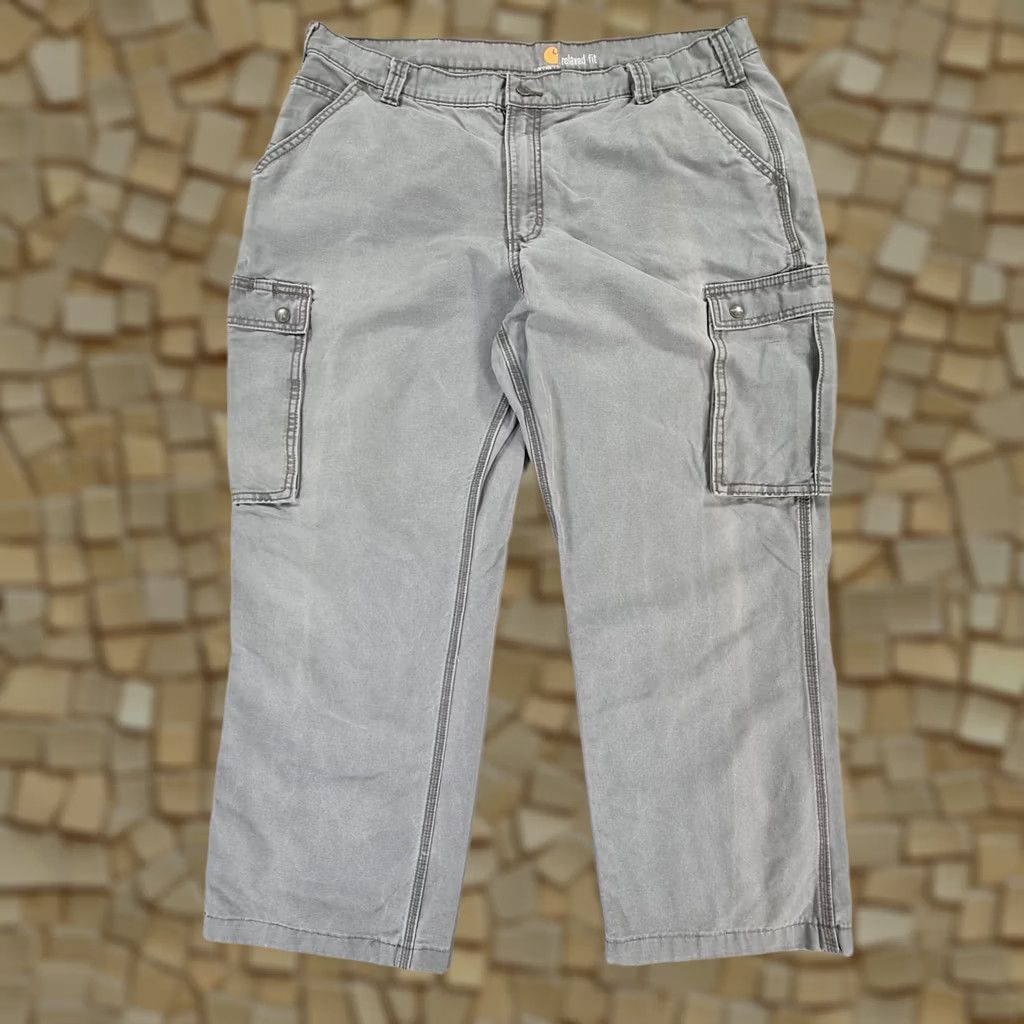 Carhartt Carhartt Mens Cargo Trousers Grey W42 L28 Relaxed Fit Workwear Pants Size US 42 / EU 58 - 1 Thumbnail