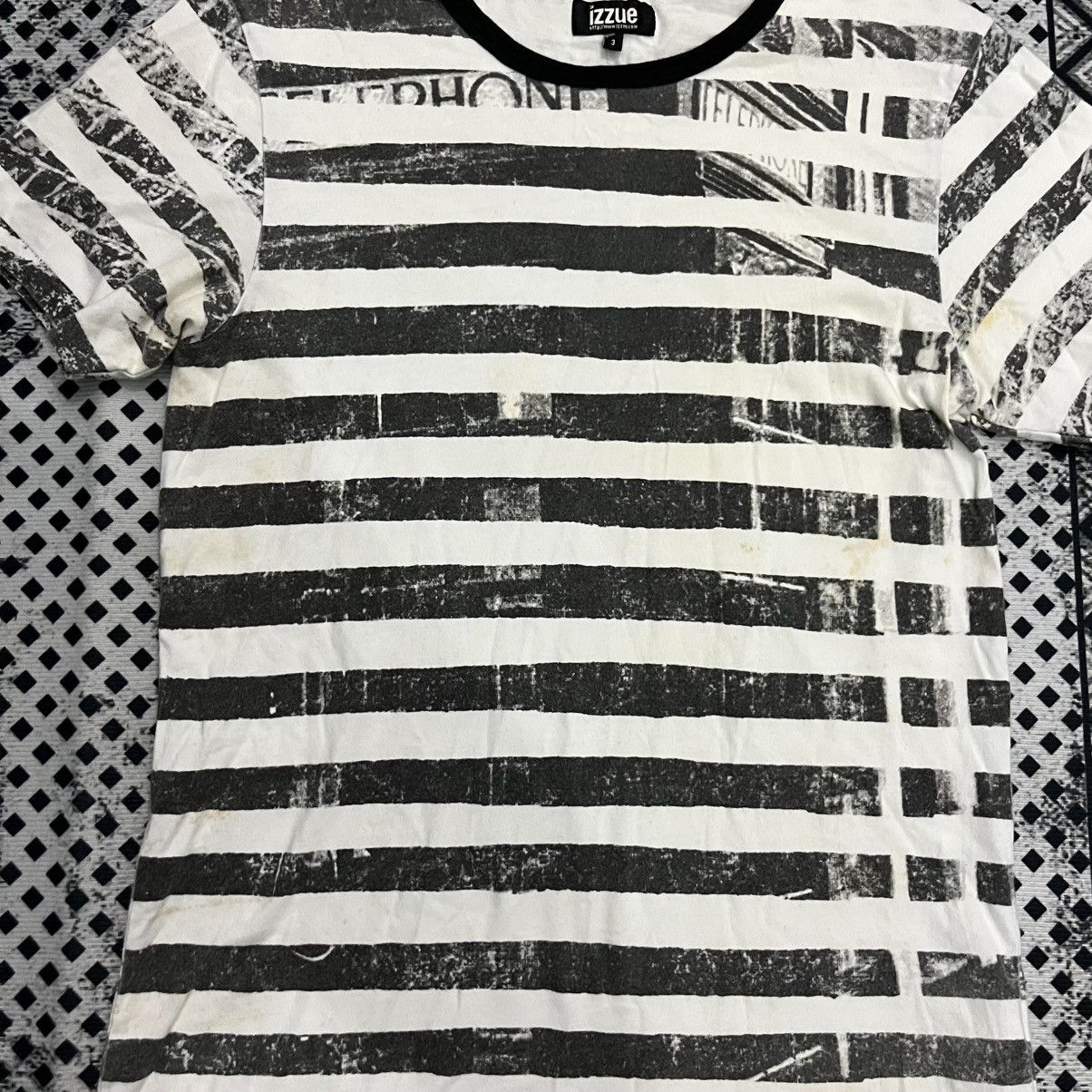 izzue 💥Izzue Japanese Designer Full Stripe Printed Punk T shirts Size US S / EU 44-46 / 1 - 3 Thumbnail