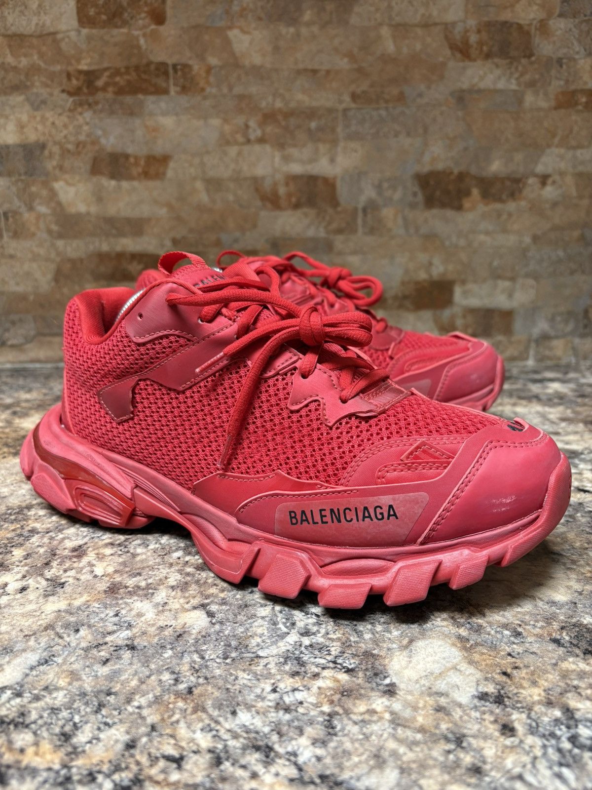 Balenciaga Balenciaga Track 3 Distressed Sneaker Red Size US 8 / EU 41 - 1 Thumbnail