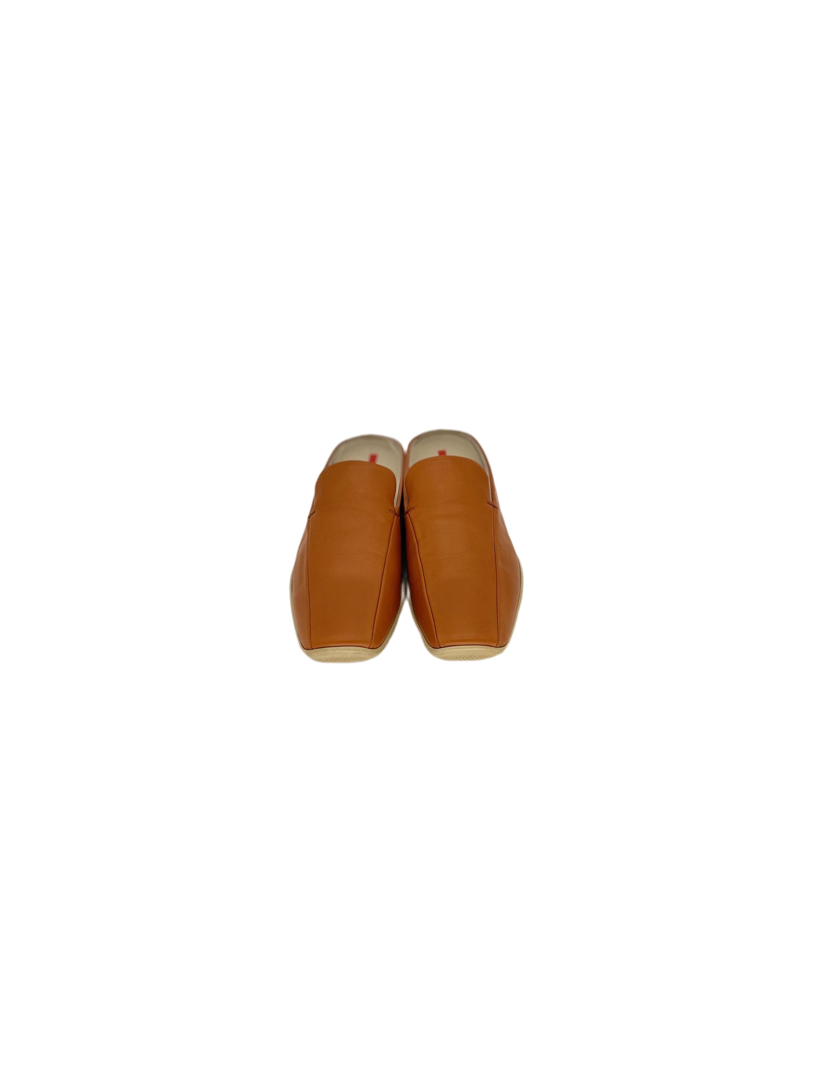 Prada PRADA Linea Rossa Brown calf Leather 'Dress' Mules Size US 6 / EU 39 - 4 Thumbnail