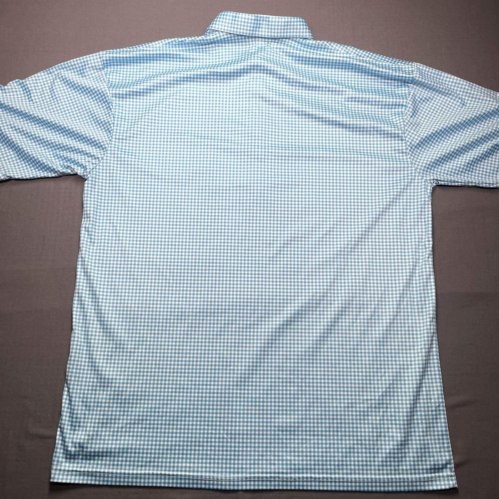 Vintage Collars & Co. Shirt Mens 2XL Blue Check Short Sleeve Polo Polyester Dress Collar Button-Up Shirt Size 48R - 6 Thumbnail