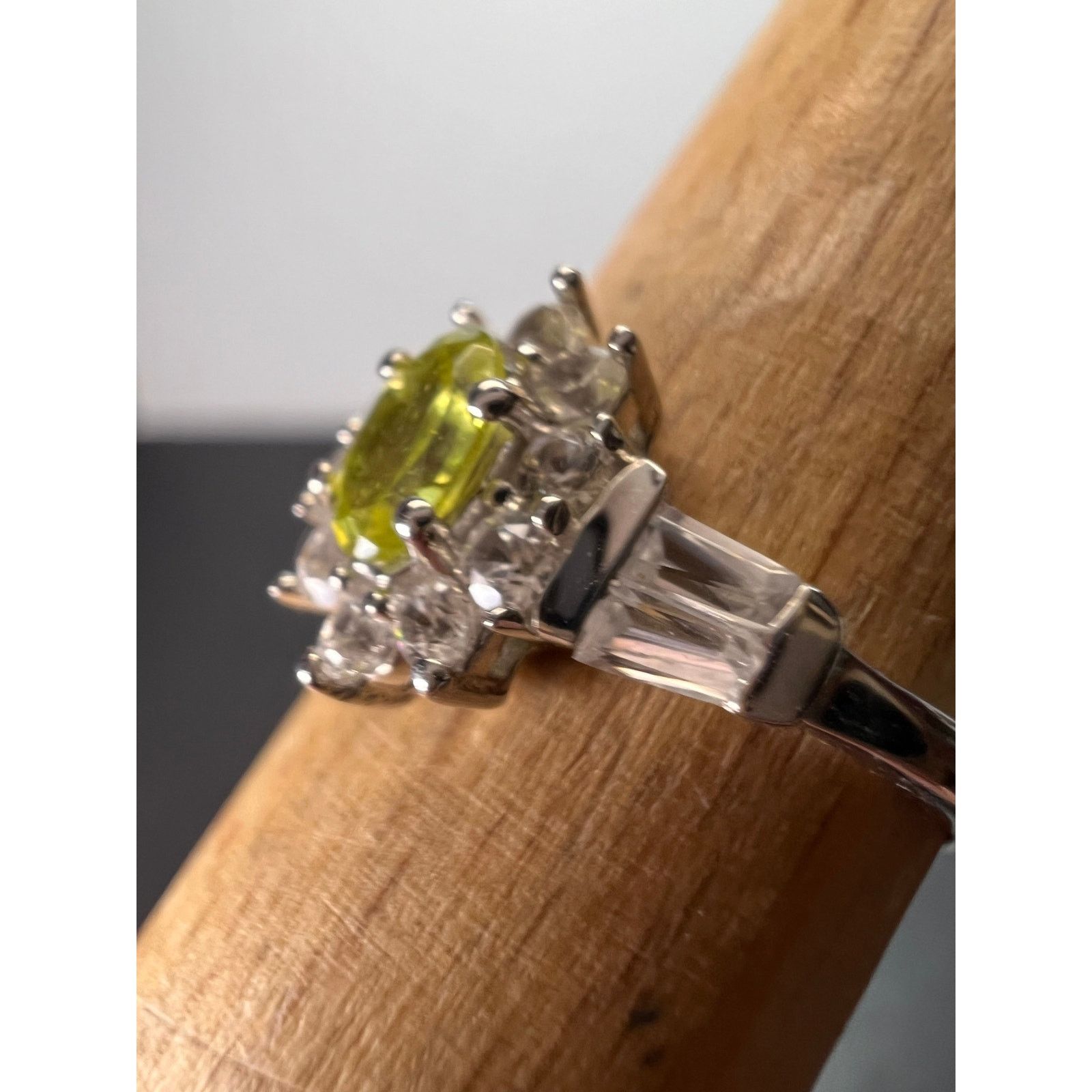Other NEW Sphene halo ring in rhodium over sterling silver size 5 Size ONE SIZE - 10 Thumbnail