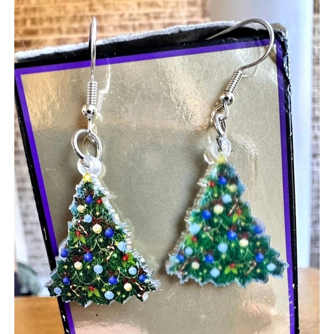 Handmade Blue Christmas Tree Earrings New Ornaments Graceland Elvis M Size ONE SIZE - 9 Thumbnail
