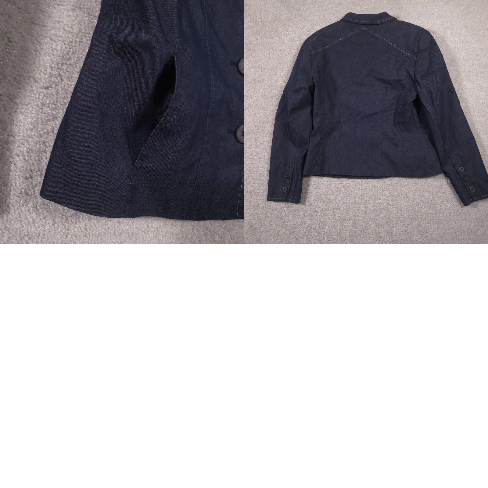 Vintage VINTAGE i.e. Blazer Womens 12P Blue Denim Three Button Lined Petite Jacket Career Size XL / US 12-14 / IT 48-50 - 9 Thumbnail