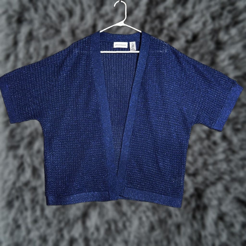 Vintage Alfred Dunner Cardigan Sweater Womens XL Blue Sparkly Chic Evening Wear Size XL / US 12-14 / IT 48-50 - 1 Thumbnail