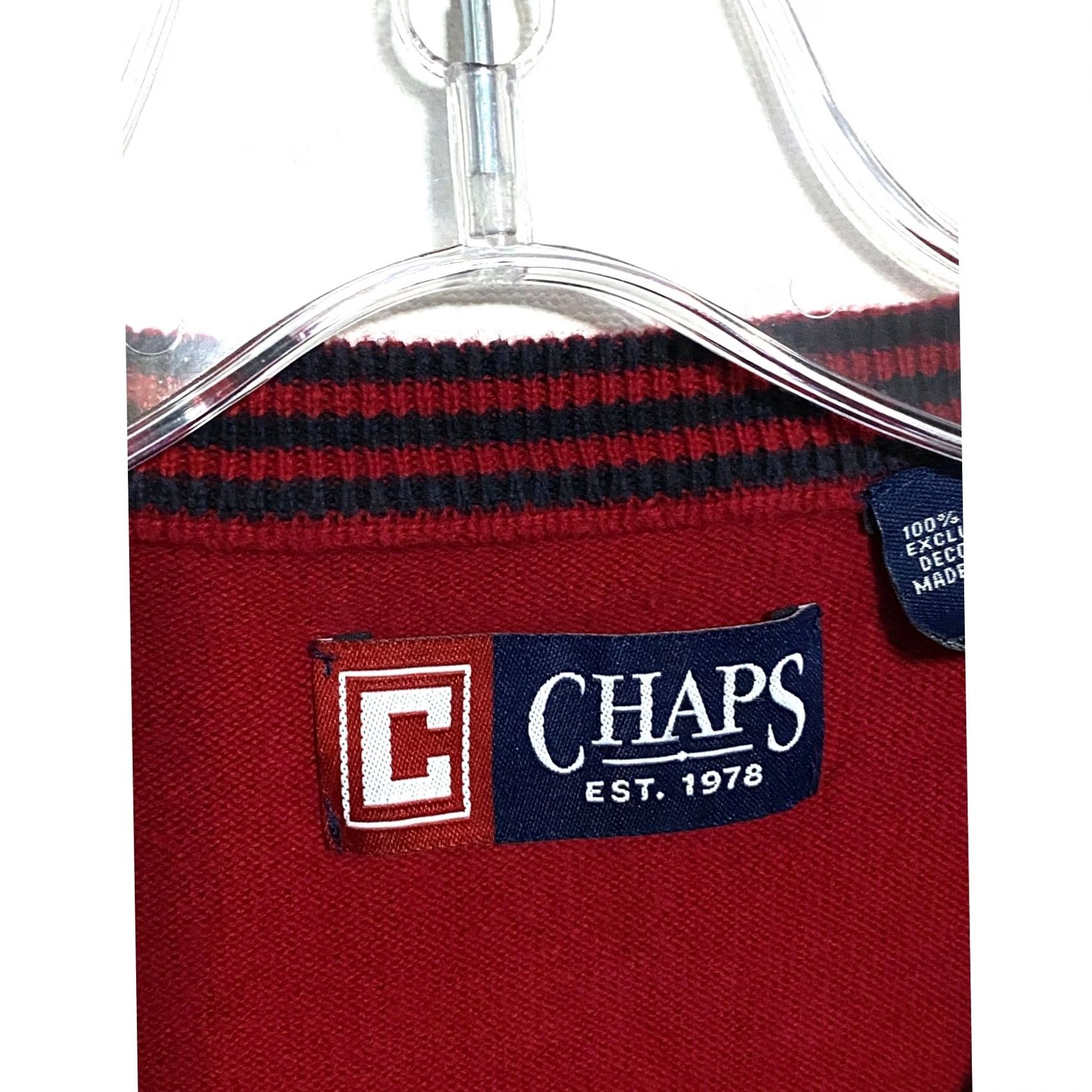Chaps Chaps Red V Neck Sleeveless Sweater Vest Mens L Preppy Classic Academia Shirt Vest Color Red Size US L / EU 52-54 / 3 - 6 Thumbnail