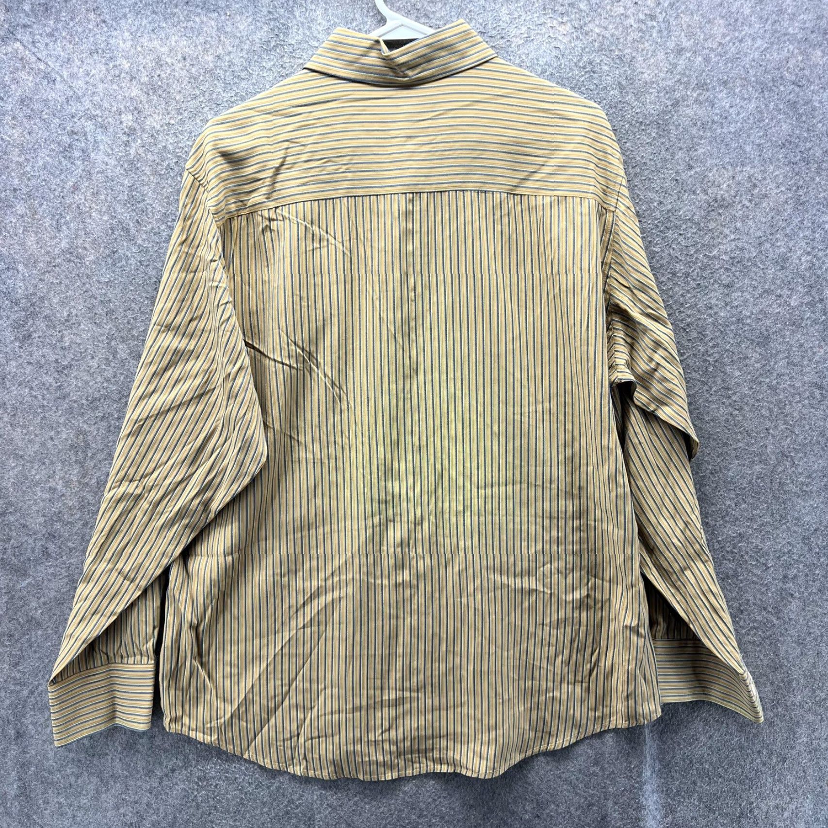 BUGATCHI Bugatchi Uomo Shirt Mens M Yellow Stripe Button Front Boho Oxford Blue Size US M / EU 48-50 / 2 - 2 Thumbnail