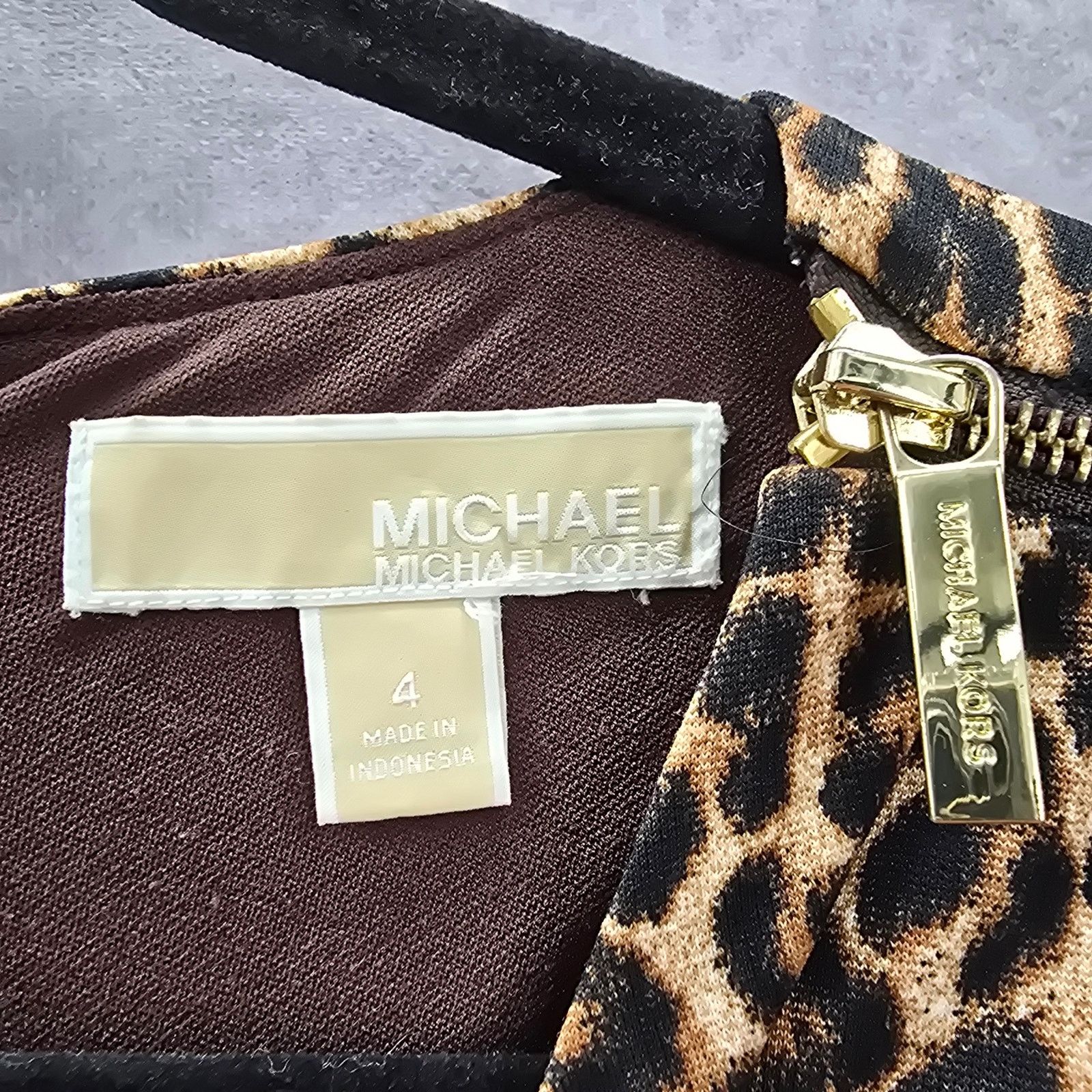 Michael Kors Michael Kors Brown Animal Print Flare Pleat Dress 4 Size S / US 4 / IT 40 - 6 Thumbnail