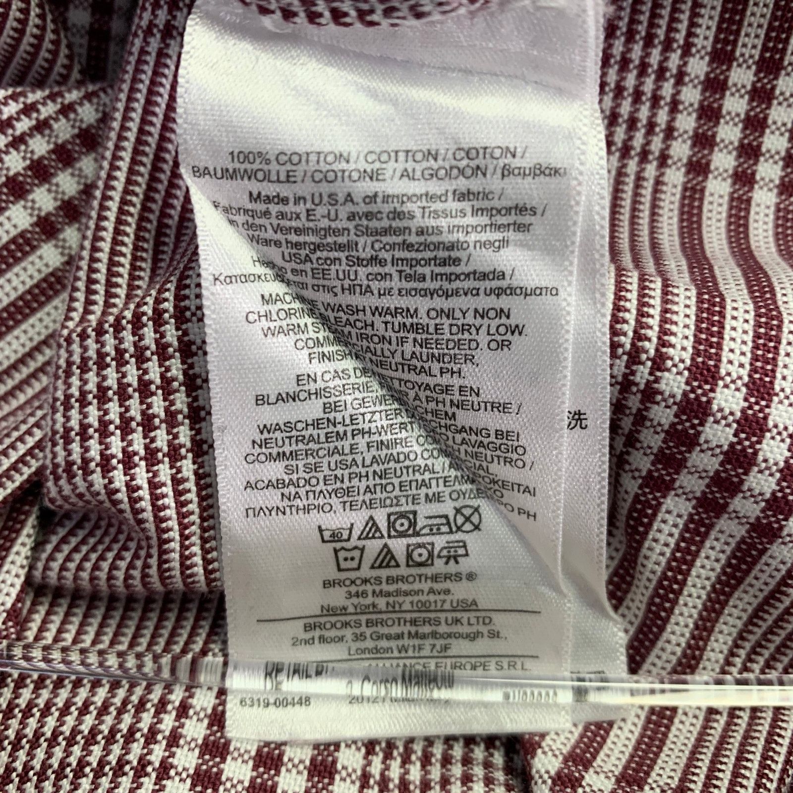 Brooks Brothers Black Fleece Burgundy White Glenplaid Cotton One Pocket Long Sleeve Shirt Size US S / EU 44-46 / 1 - 6 Thumbnail