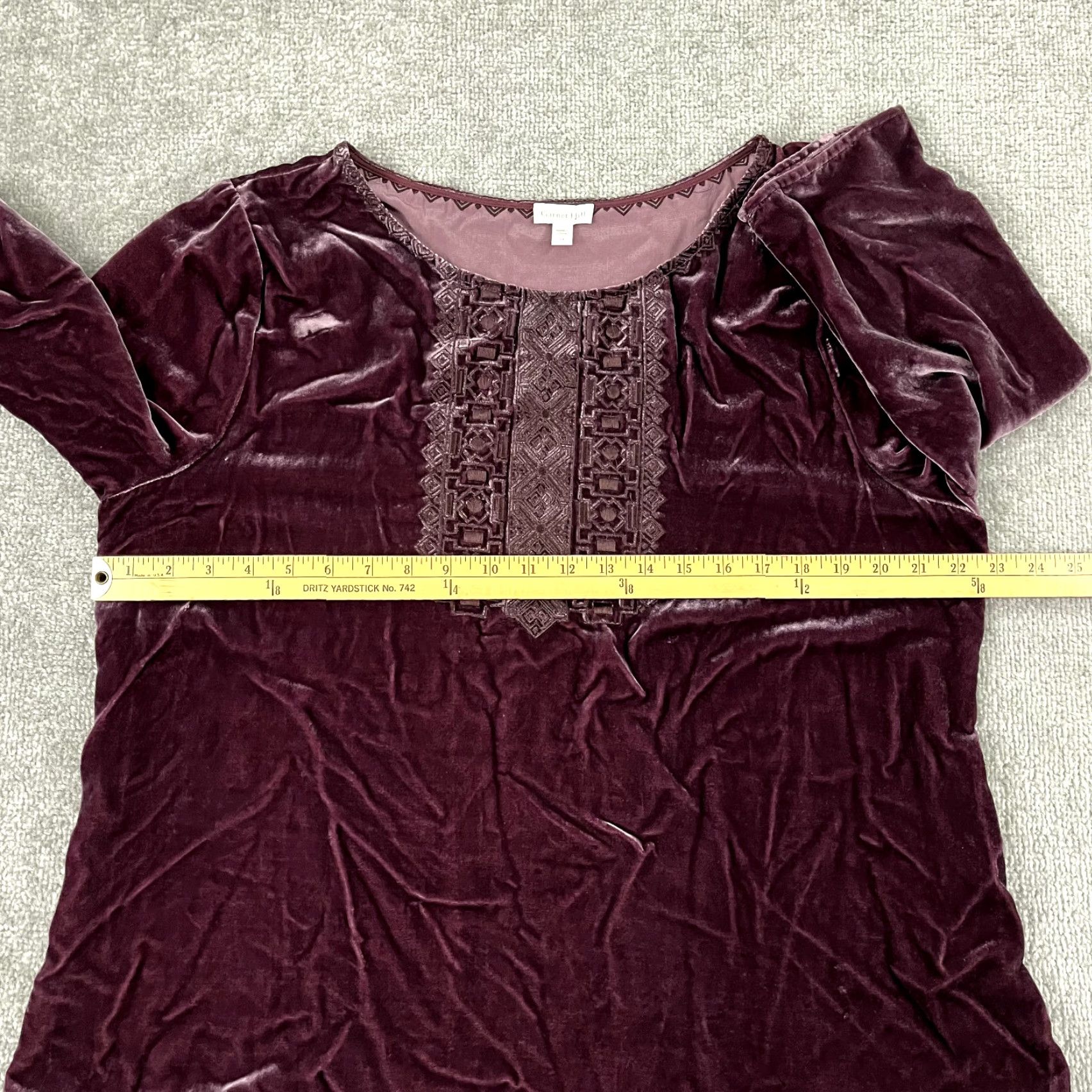 Vintage GARNET HILL Purple Velour Blouse Womens Size 14 3/4 Sleeve Silk Blend Casual Top Size XL / US 12-14 / IT 48-50 - 5 Thumbnail