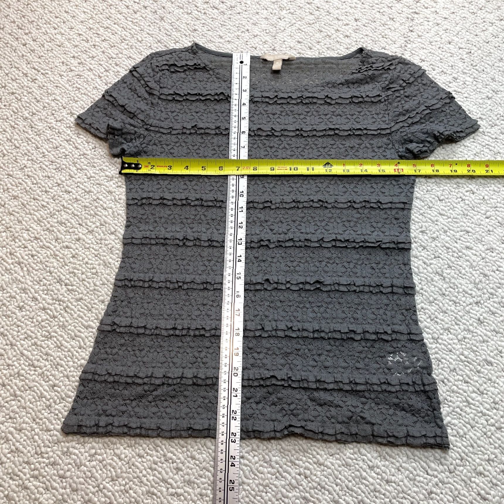 Banana Republic VINTAGE Banana Republic Shirt Womens Medium Gray Short Sleeve Layered Peasant Tee Size M / US 6-8 / IT 42-44 - 3 Thumbnail