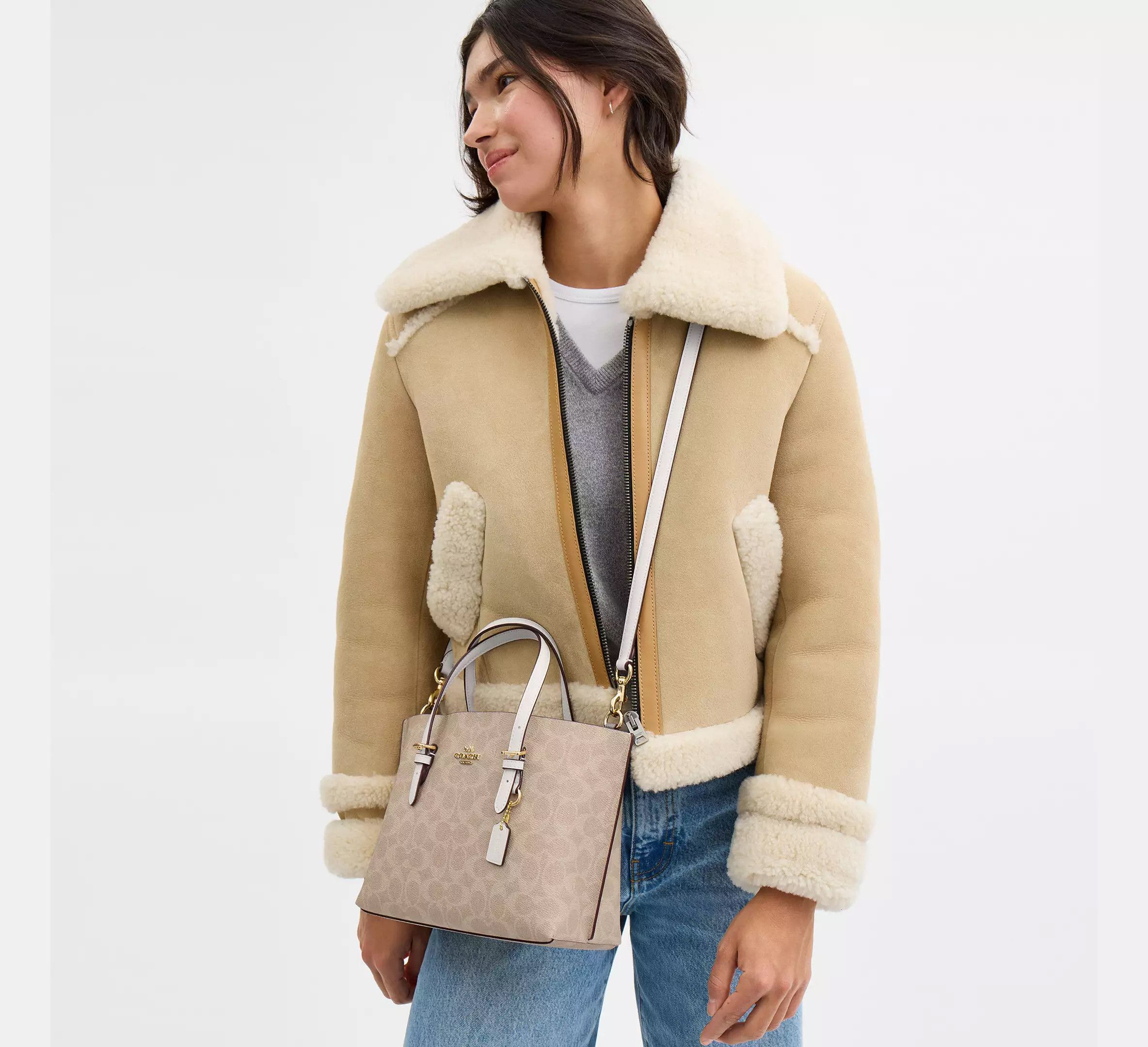 Coach Mollie Tote Bag 25 In Signature Canvas CV965 Size ONE SIZE - 3 Thumbnail