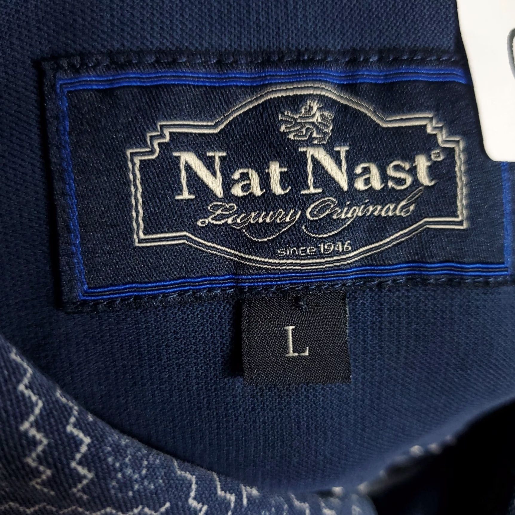 Nat Nast Nat Nast Shirt Mens Size Large Blue Silk Cotton Button Up Short Sleeve Geometric Size US L / EU 52-54 / 3 - 6 Thumbnail