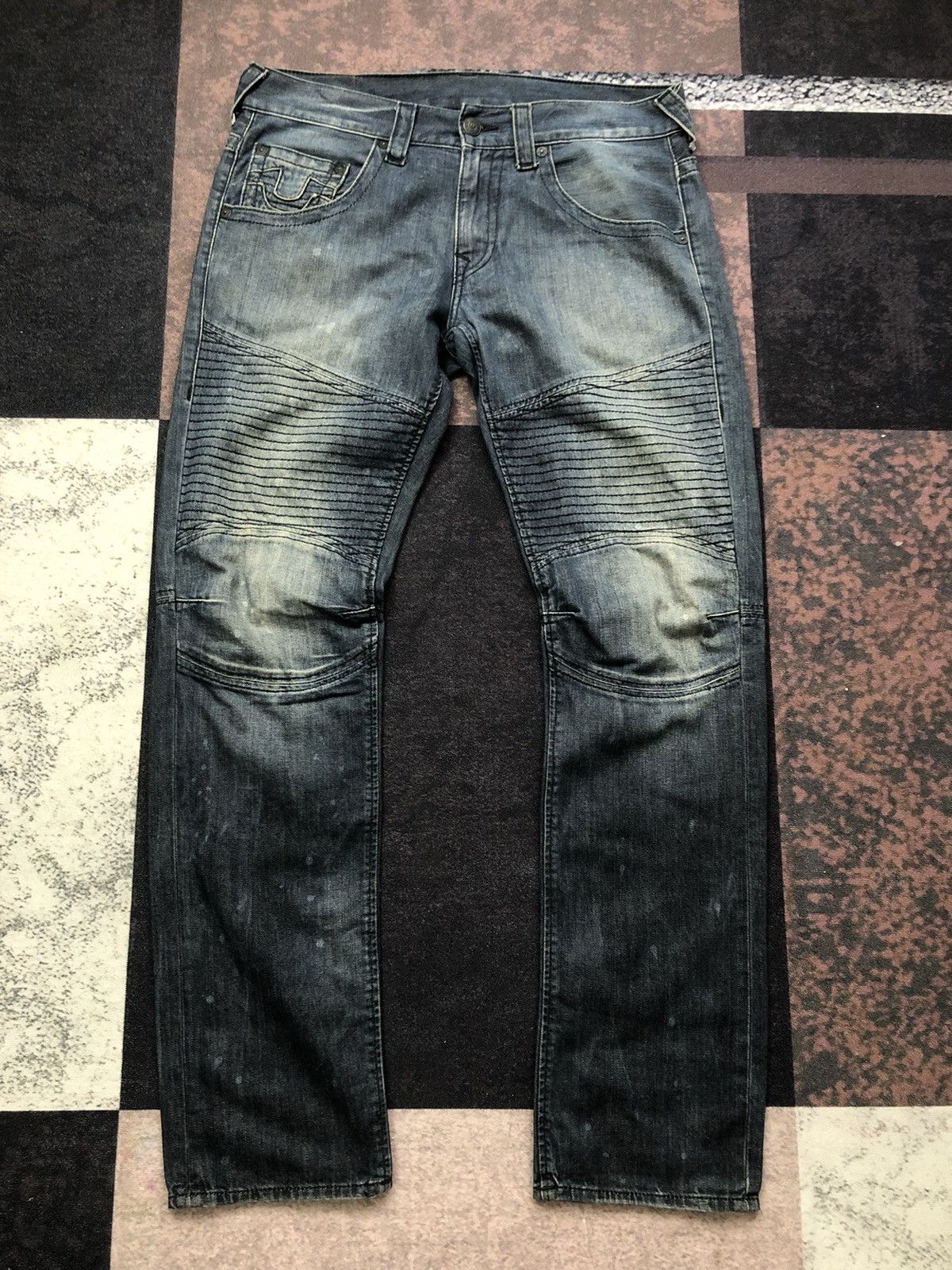 Vintage Vintage True Religion Moto Double Knee Jeans Size US 37 - 2 Thumbnail