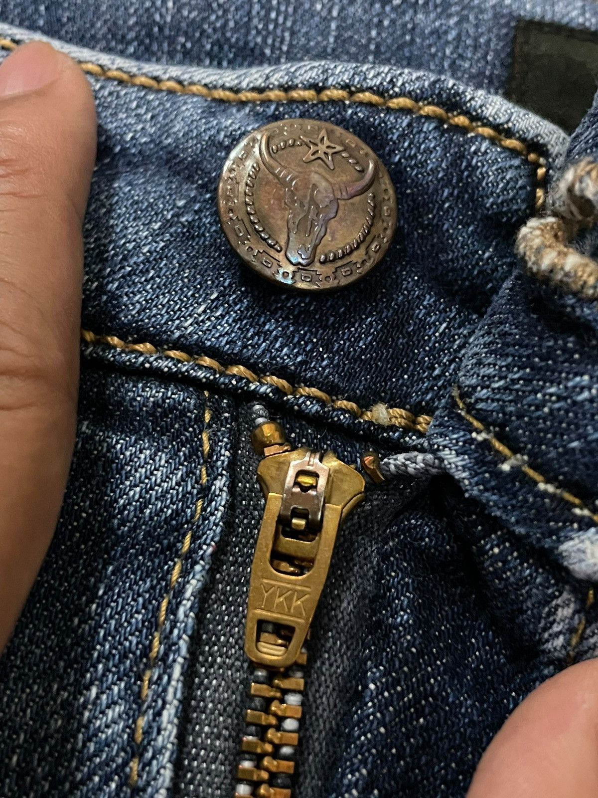 Hysteric Glamour Vintage Ripped Women Denim Sweet Camel Blue Wash Flare Jeans Size 30" / US 8 / IT 44 - 10 Thumbnail