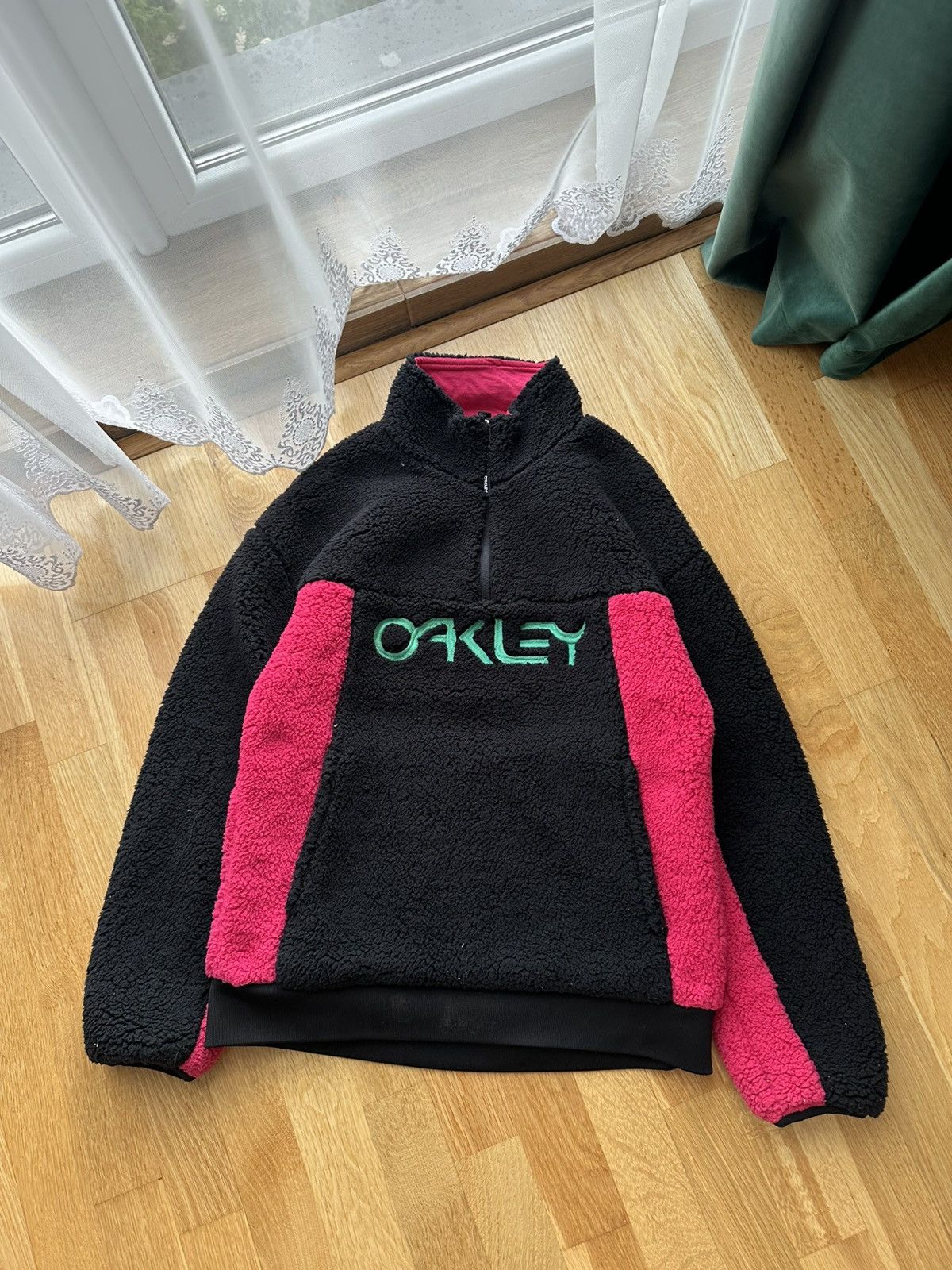 Oakley × Vintage Oakley Fleece Performance Sz xc Black Pink Fuzzy Sherpa Size XS / US 0-2 / IT 36-38 - 1 Thumbnail