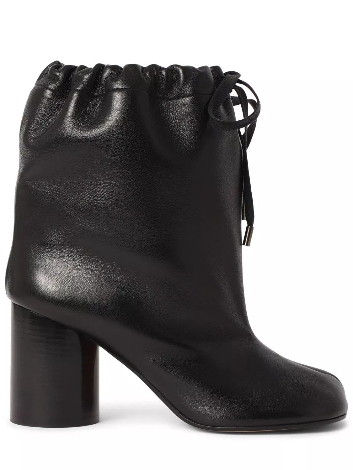 Maison Margiela Margiela Tabi Black Leather Drawstring Ankle Boots New Size US 6 / IT 36 - 1 Thumbnail