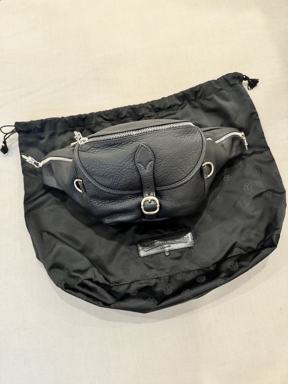 image of Chrome Hearts Leather Snat Pack Bag 1 in Black, Men's