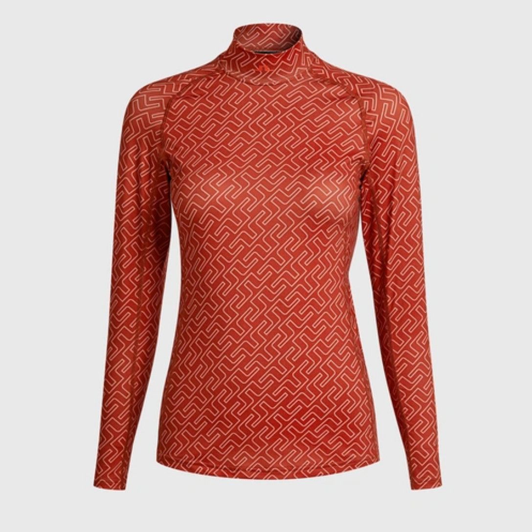 J.Lindeberg J.Lindeberg Asa Print Compression Mock Neck Golf Top - Small Size S / US 4 / IT 40 - 1 Thumbnail