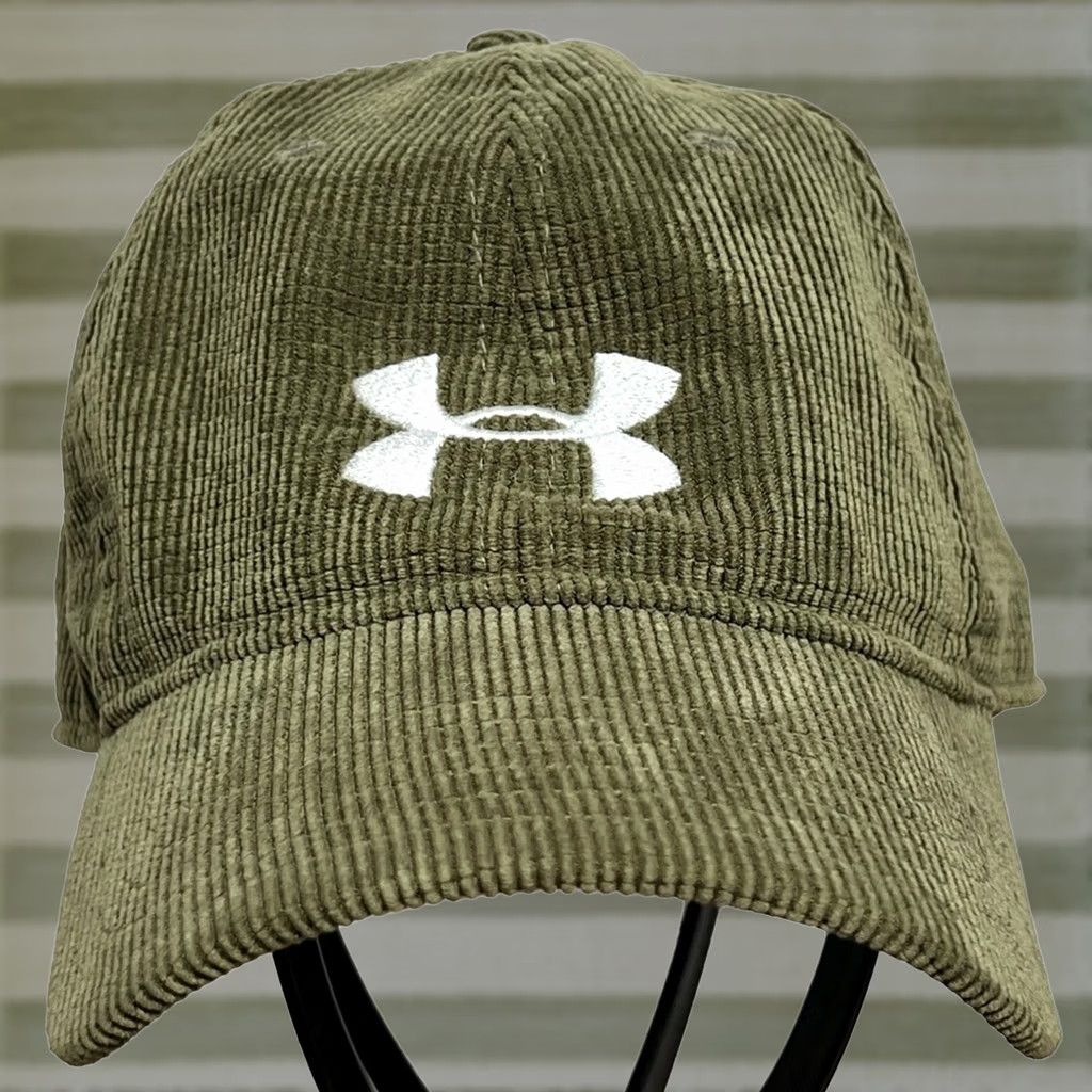 Under Armour Under Armour Hat Mens L Green Corduroy Cap Strap Back Military SHORT BILL Army SIZE Size US 33 - 1 Thumbnail