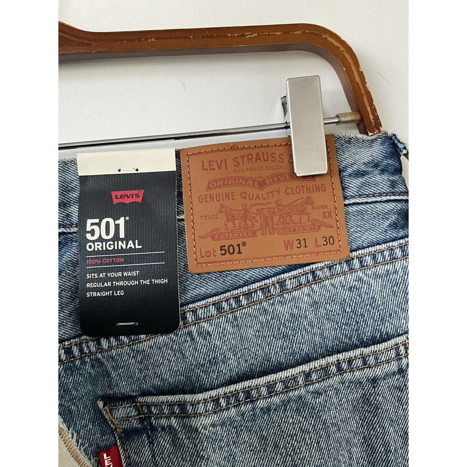 Levi's Levi's 501 Original Selvedge PatchJeans 31x30 NWT Distressed Size US 31 - 5 Thumbnail