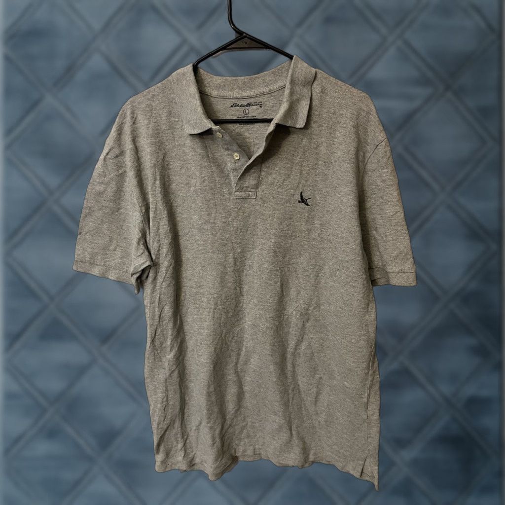 Eddie Bauer VINTAGE Eddie Bauer Polo Mens Solid Gray L 100% Cotton Knit Short Sleeve Collared Logo 90s Mens Regular Fit Shirt Size US L / EU 52-54 / 3 - 1 Thumbnail