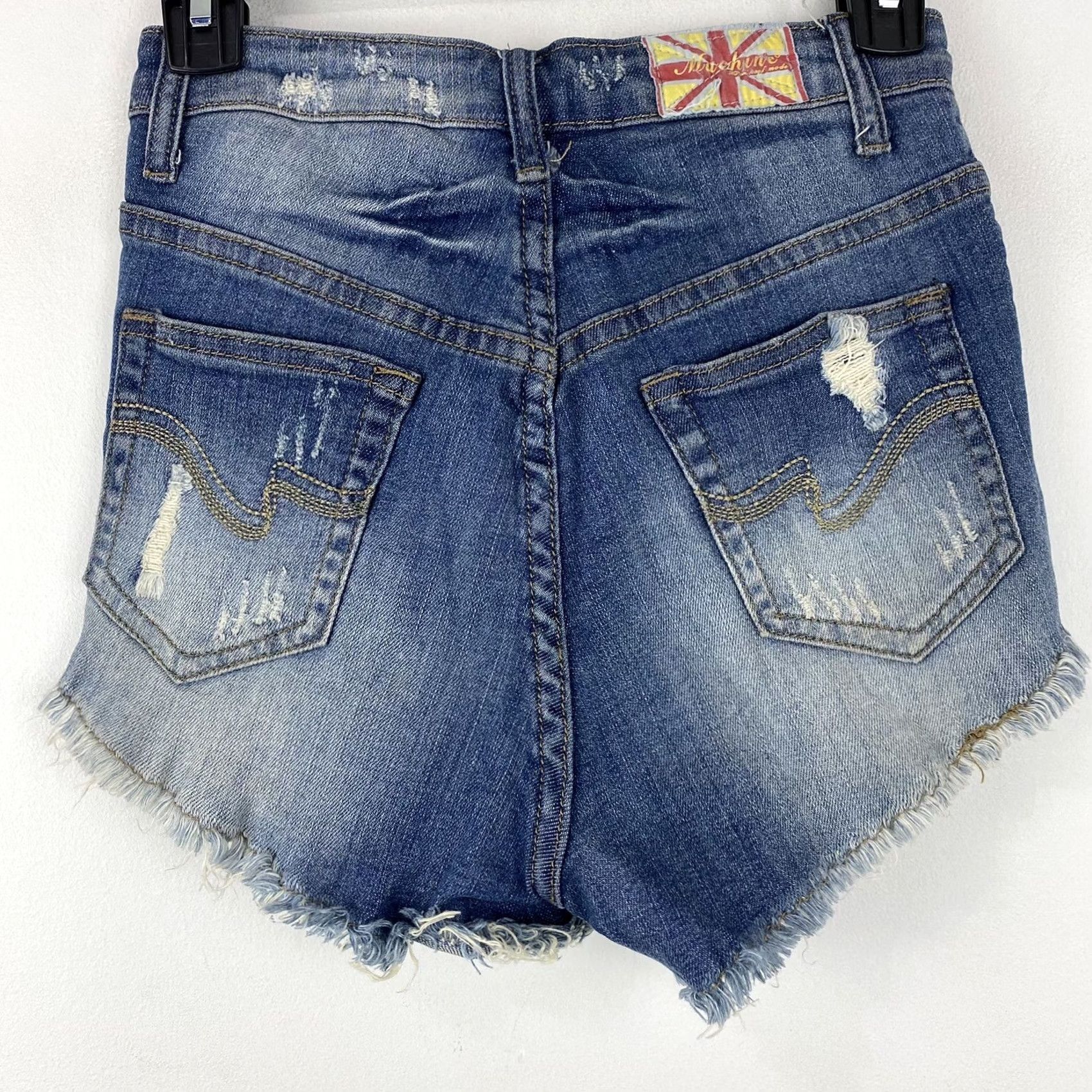 Toy Machine Machine Shorts Womens Small Blue Denim High Wasted Distressed Jean Size 28" / US 6 / IT 42 - 4 Thumbnail