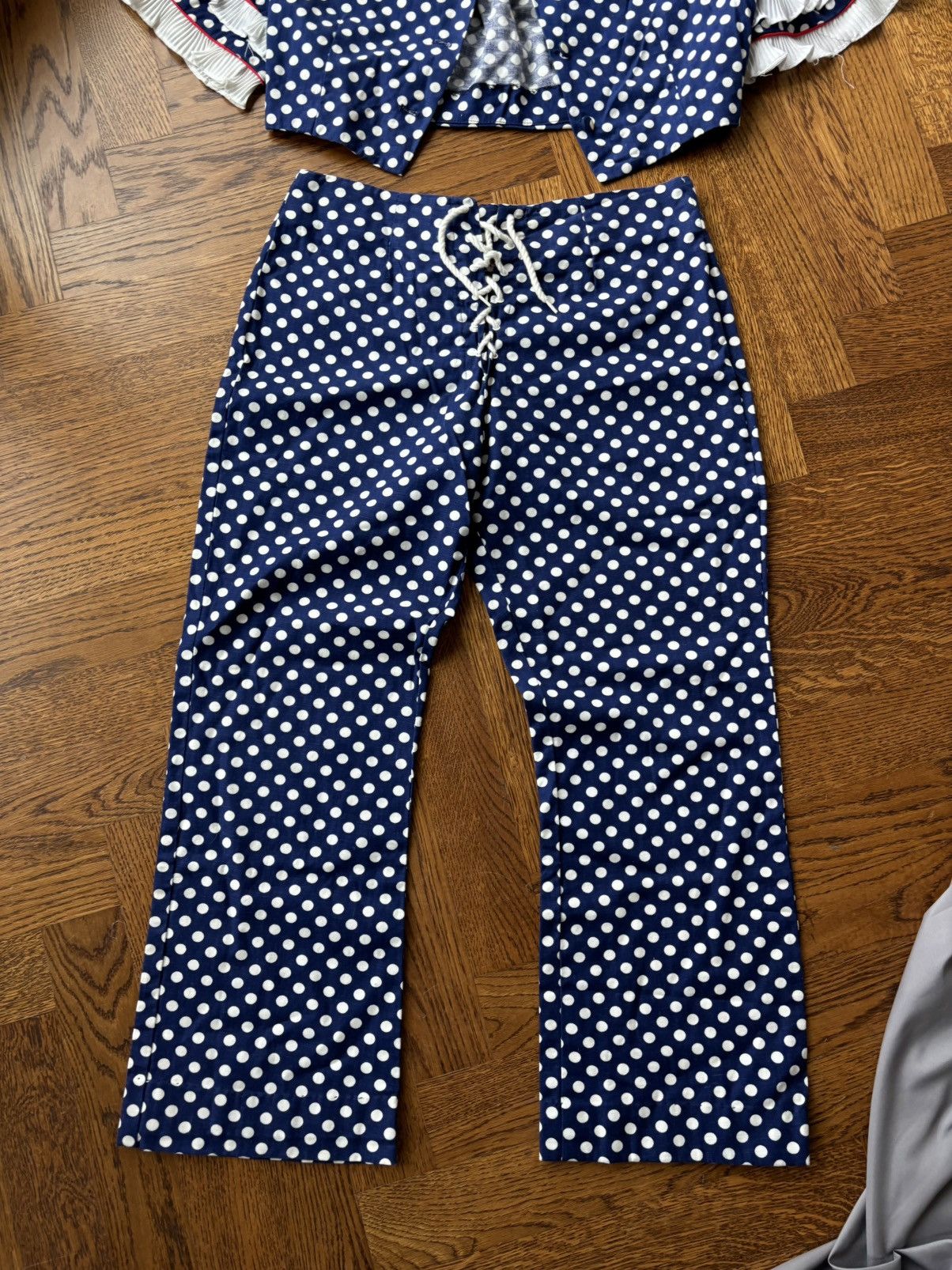 Sears × Vintage 1970s Polka Dot Beach Set 70s Vintage Suit Two Piece Track Size 34S - 11 Thumbnail
