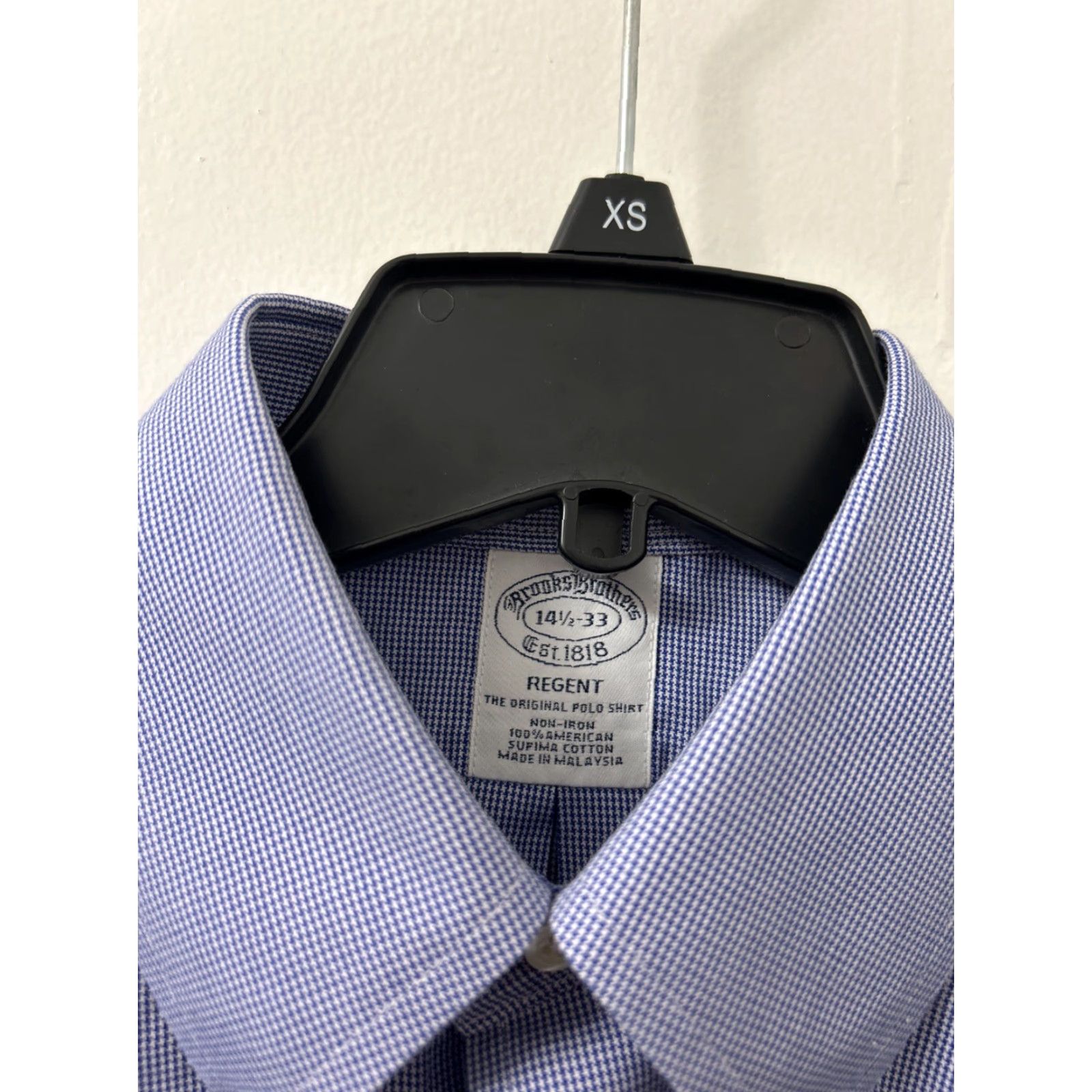 Brooks Brothers VINTAGE Brooks Brothers Original Polo Shirt Mens 14.5 Blue Houndstooth Regent Supima Button-Down Dress Shirt Mens Size US M / EU 48-50 / 2 - 6 Thumbnail