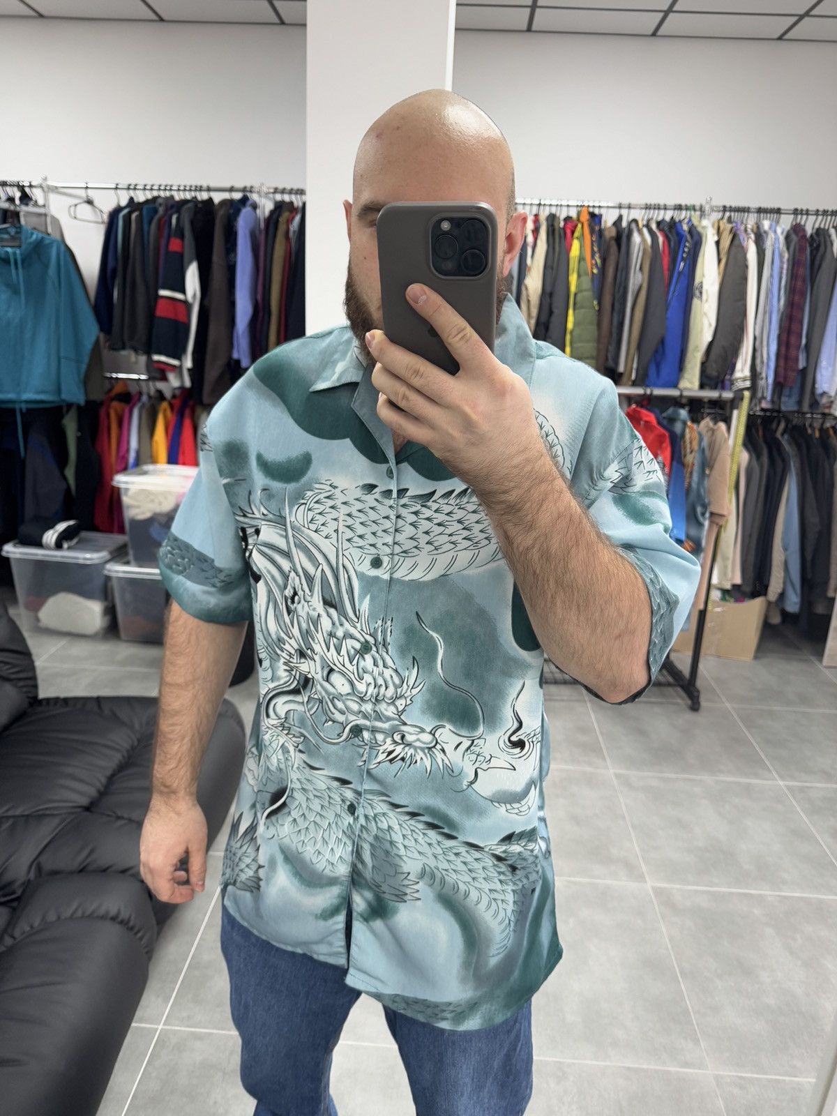 Japanese Brand × Vintage Dragon Japanese Style Aloha Hawaiian Button Shirt Size XL Size US XL / EU 56 / 4 - 2 Thumbnail