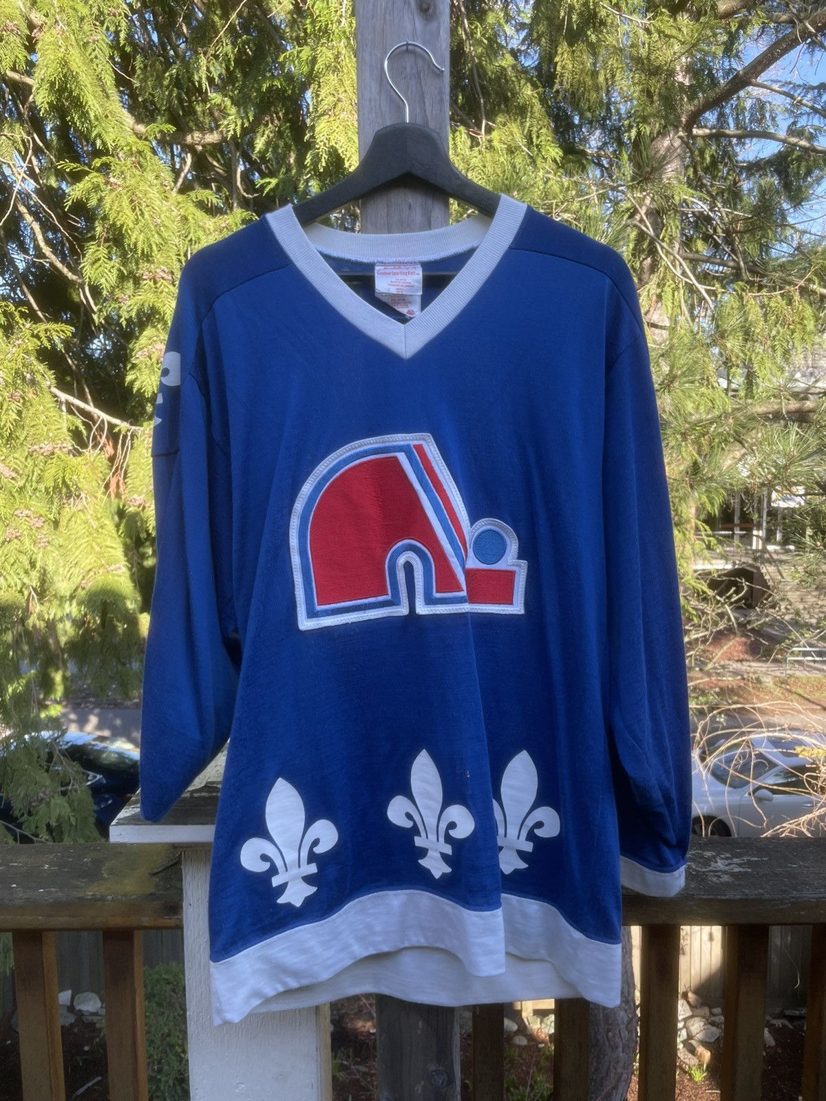 image of Nhl x Vintage Quebec Nordiques Hockey Jersey in Blue, Men's (Size Small)