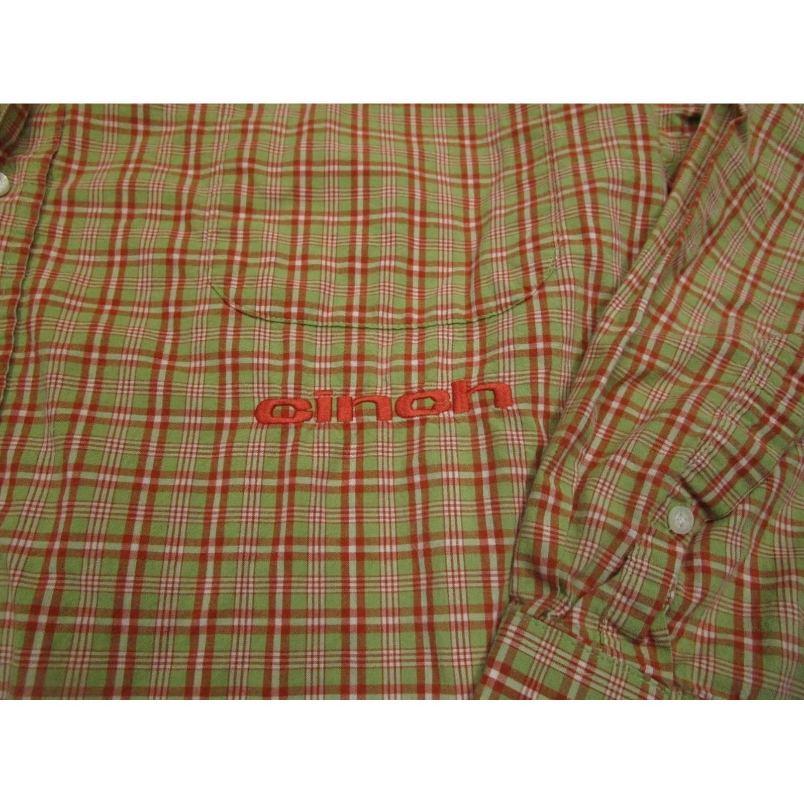 Vintage Cinch Shirt Men Large Orange Plaid Western Long Sleeve Button Up Cowboy Rancher Size US L / EU 52-54 / 3 - 3 Thumbnail