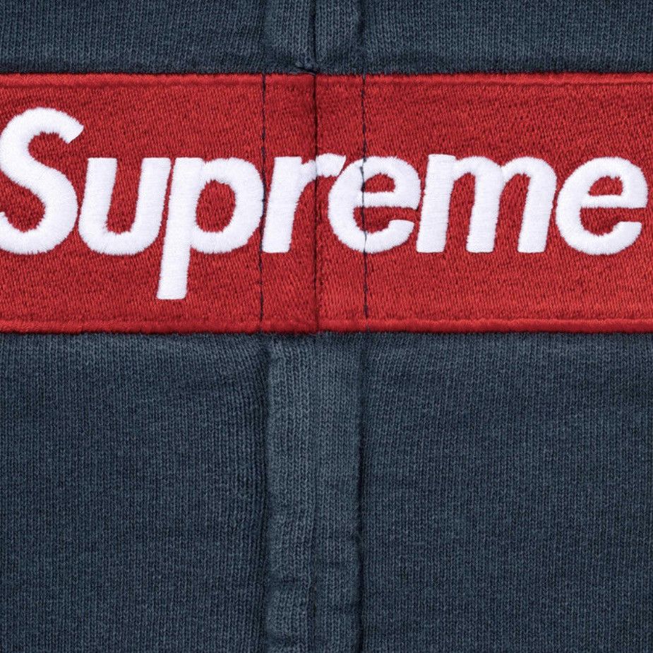Maison Margiela × Supreme SS26 Supreme/MM6 Navy Split Box Logo Zip Up Hoodie Size US M / EU 48-50 / 2 - 3 Thumbnail
