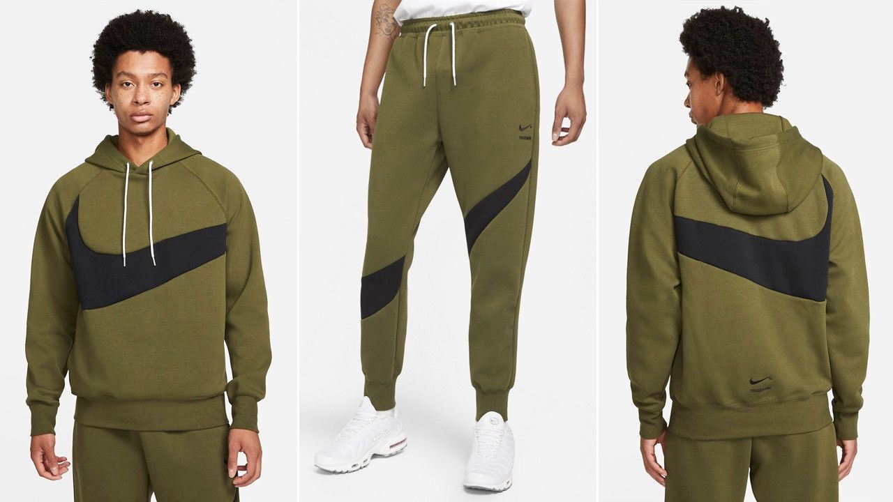 Nike × Vintage Nike tech fleece big swoosh tracksuit khaki rare logo size L Size US L / EU 52-54 / 3 - 3 Thumbnail