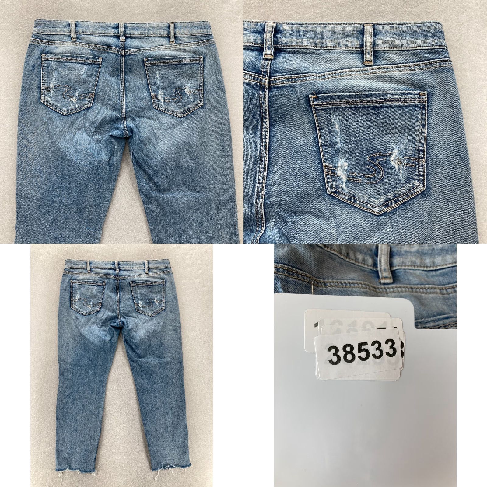 Silver Jeans Co. Silver Jeans Suki Slim Ankle Jeans Womens Light Blue Distressed 34x27 Stretch Denim Cotton Spandex 5-Pocket Logo Cowboy Grunge Rock Mens? Womens Size 24" / US 00 / IT 34 - 9 Thumbnail