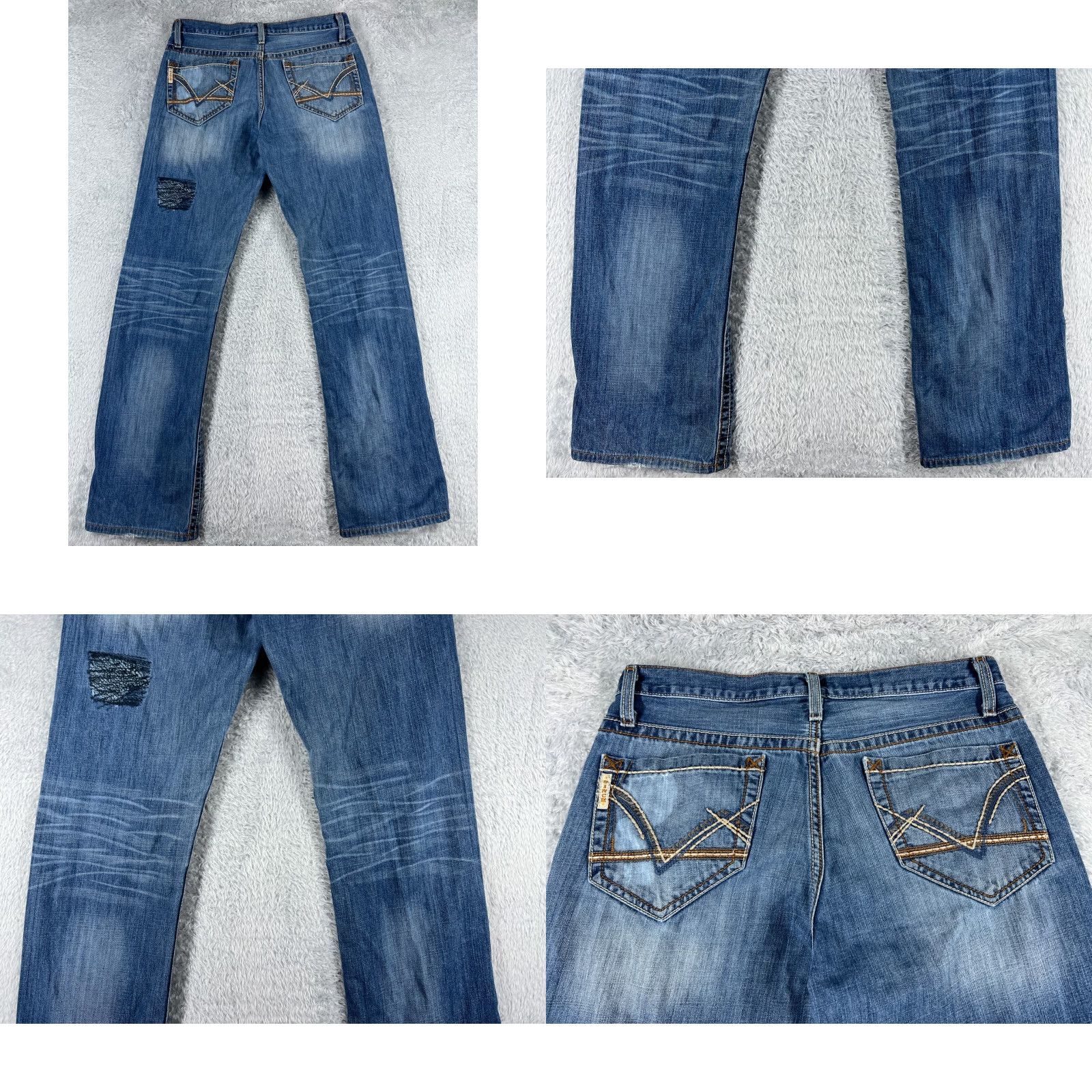 Denime Cinch Jeans Adult 31 Blue Denim Bootcut 5-Pocket Distressed 100% Cotton 31x32 Mens Regular Size US 31 - 9 Thumbnail