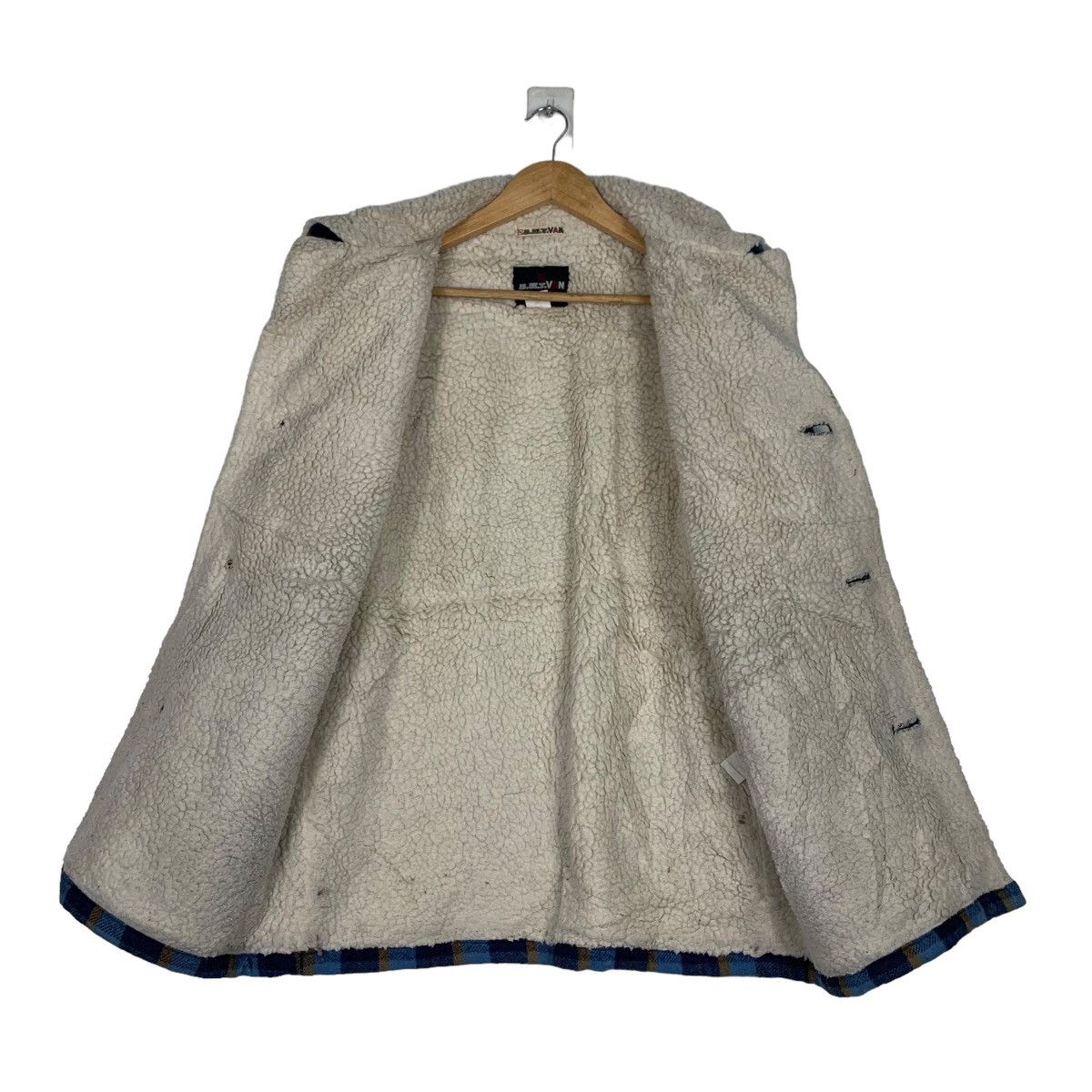 Japanese Brand VAN JAC Sherpa Lined Blue Tartan Wool Jacket #1011-C45 Size US M / EU 48-50 / 2 - 11 Thumbnail