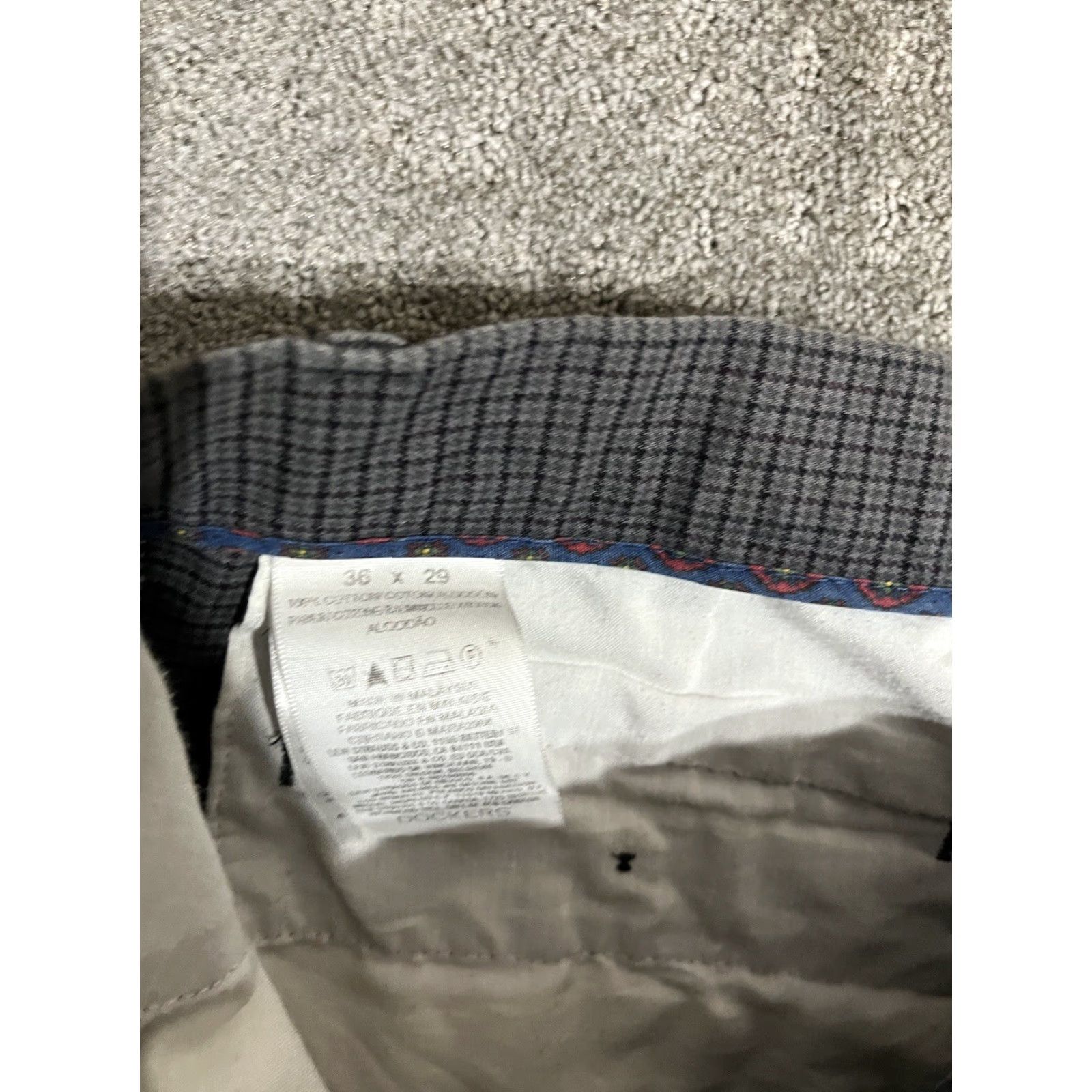 Dockers VINTAGE Dockers Pants - Plaid Straight Fit Khakis, Men, Size 36, Inseam 29, Gray/Blue, Cotton, 90s, Mens Size US 36 / EU 52 - 6 Thumbnail