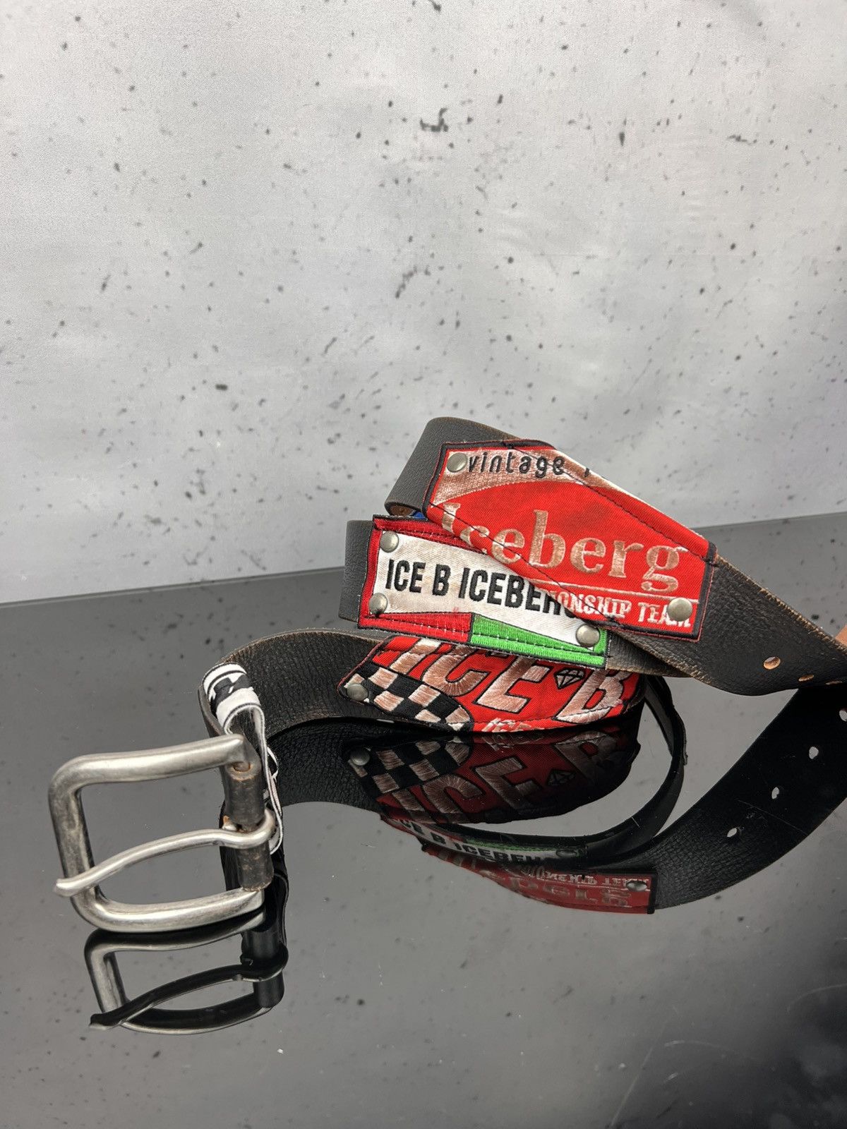 Iceberg Vtg Iceberg Racing Team Leather Patch Belt Rare Archive Size ONE SIZE - 4 Thumbnail
