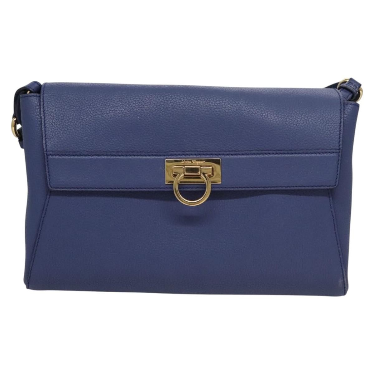 Salvatore Ferragamo Gancini Blue Leather Shoulder Bag (Pre-Owned) Size ONE SIZE - 1 Thumbnail