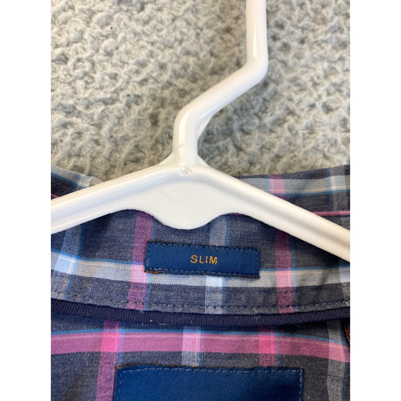 Pinko Fairlane Shirt Men Slim Long Sleeve Button-Up Size M Pink Check Adult Modern Fit Size US M / EU 48-50 / 2 - 7 Thumbnail