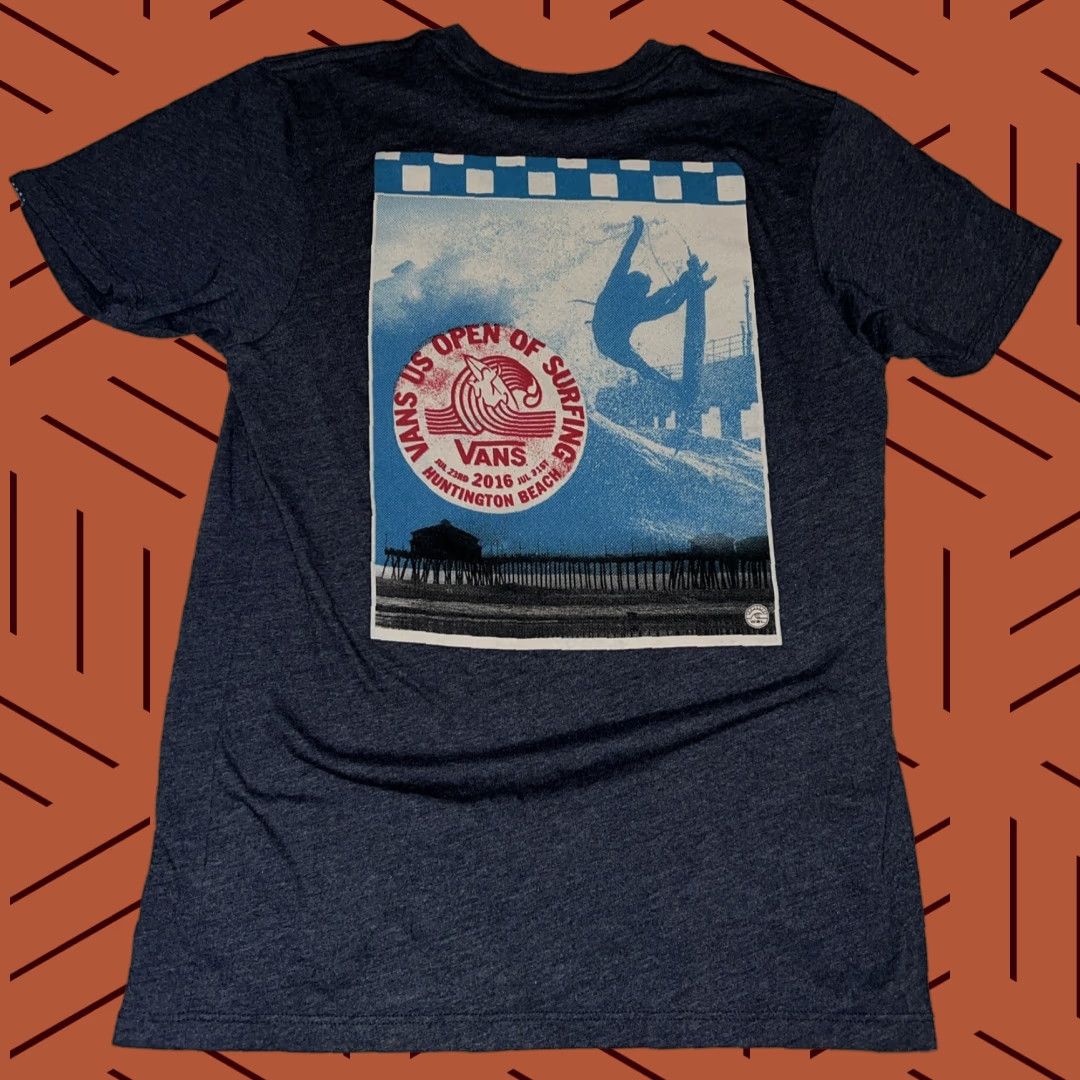 Vans VANS Shirt Men Small Blue 2016 WSL US Open of Surfing Huntington Beach CA Surfer Logo Crew Neck Short Sleeve Cotton Blend Knit Size US S / EU 44-46 / 1 - 1 Thumbnail