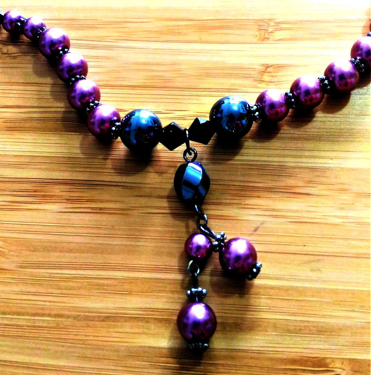 Japanese Brand × Vintage Stunning Shiny Patchwork Hematite Pearls Bead Necklace RARE Size ONE SIZE - 2 Thumbnail