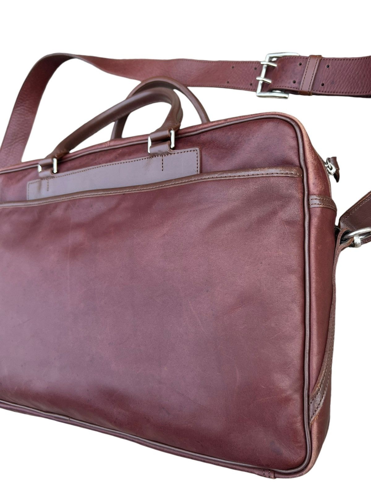 Japanese Brand × Leather Somes Saddle Japan Distressed Patina Leather 2 Way Bag Size ONE SIZE - 7 Thumbnail