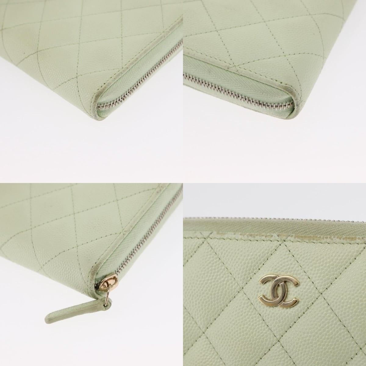 Chanel Chanel Long Wallet Caviar Skin Green Gold CC Size ONE SIZE - 6 Thumbnail