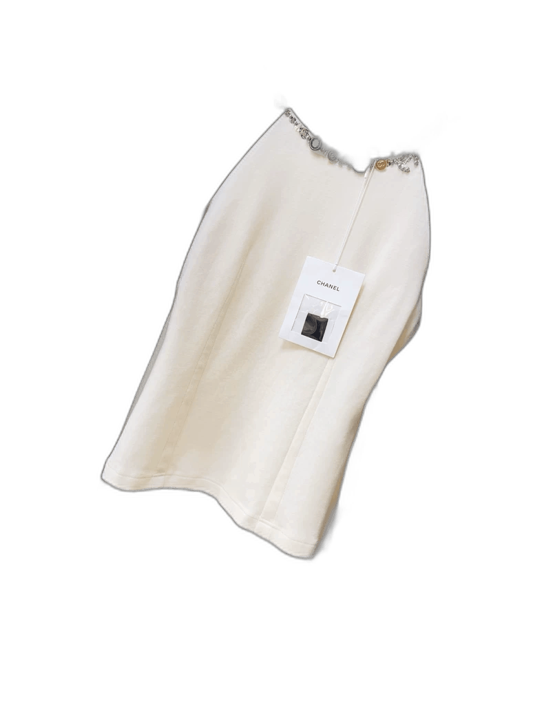 Chanel Beige Black Embellished Long Sleeve Top